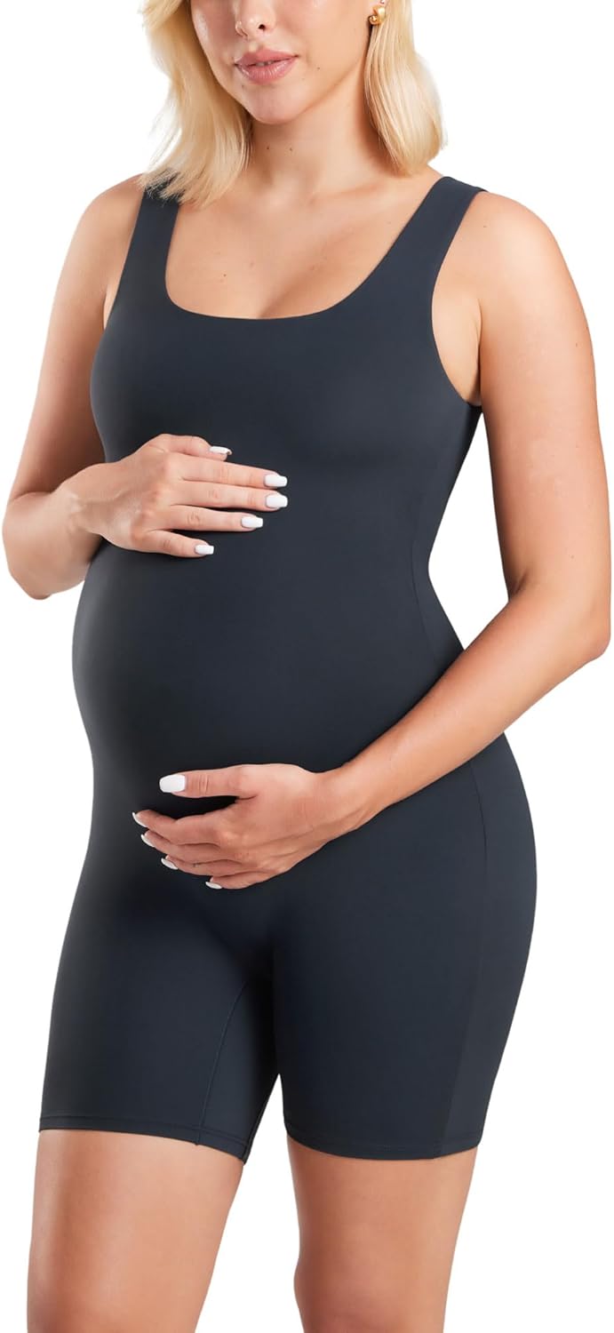 MOMANDA Women’s Maternity Sleeveless Bodysuit Shorts Jumpsuit