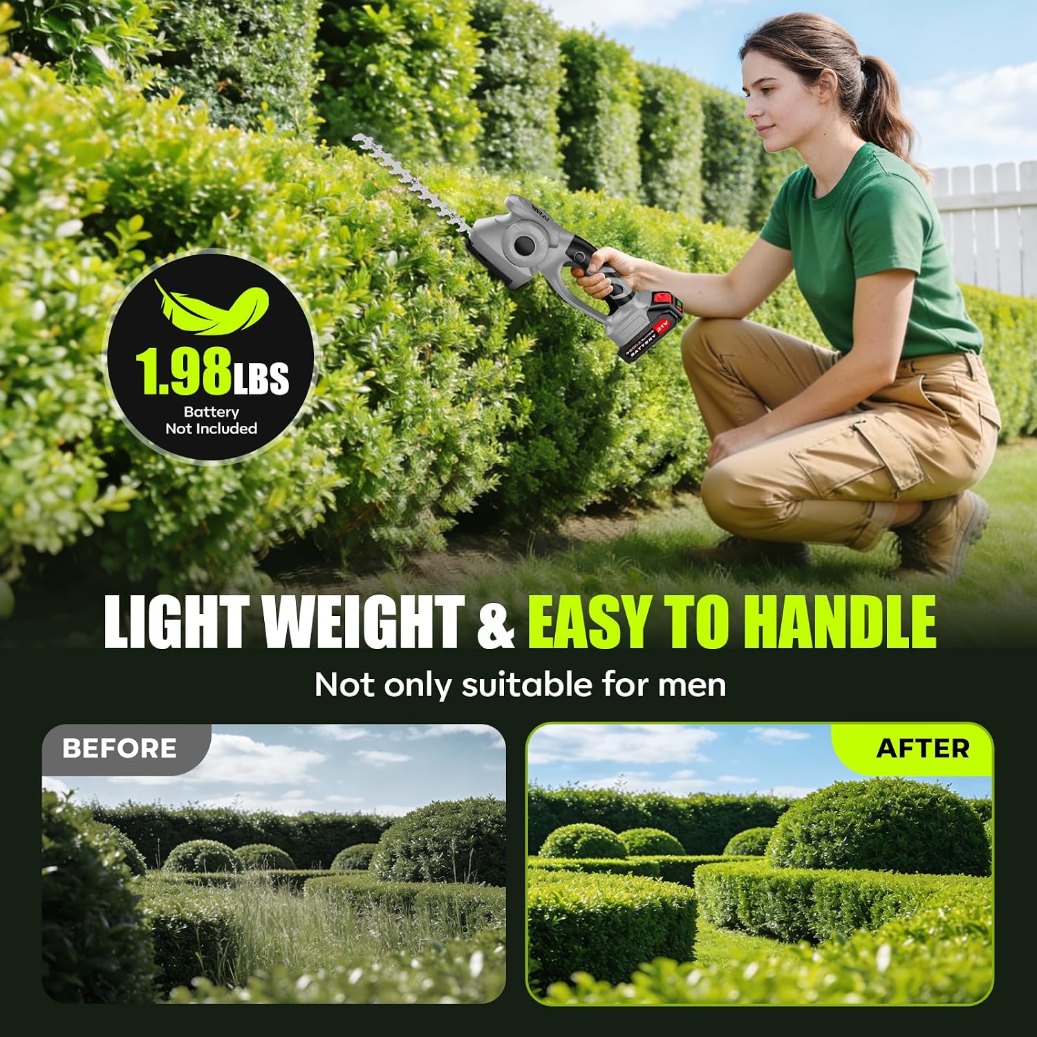 Detalle 1 de Supleap Cordless Hedge Trimmer 21V