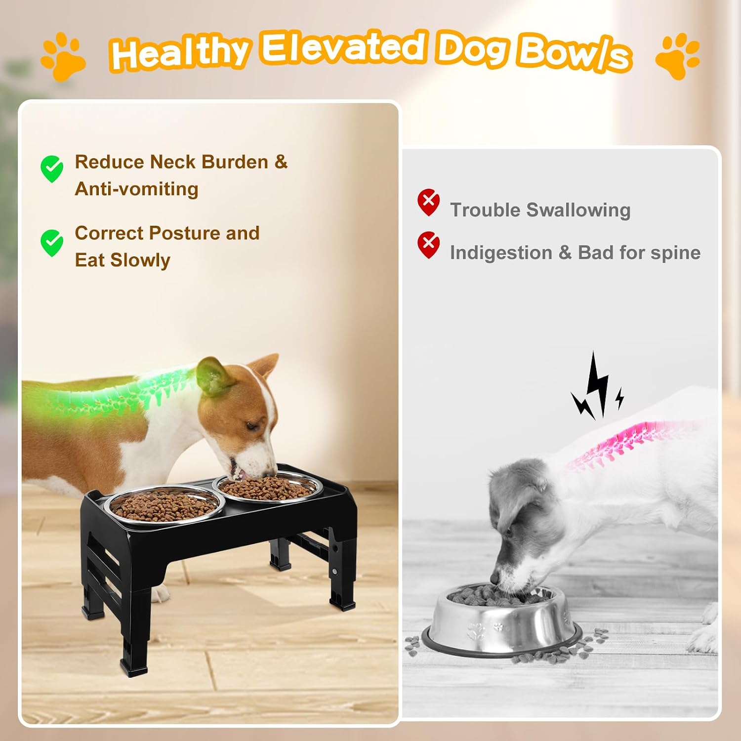 Thumbnail 3 de COMESOON Elevated Dog Bowl Stand, 6-inch Bowls