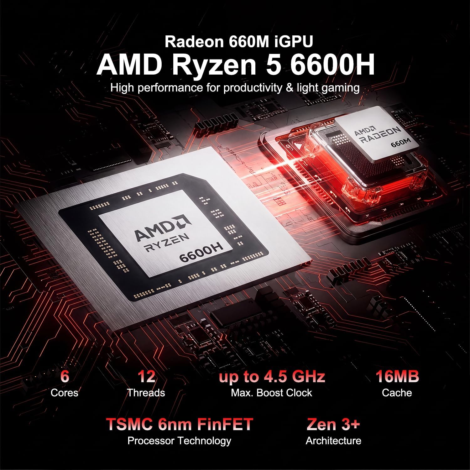 Detalle de NIMO gaming laptop Ryzen 5 6600H