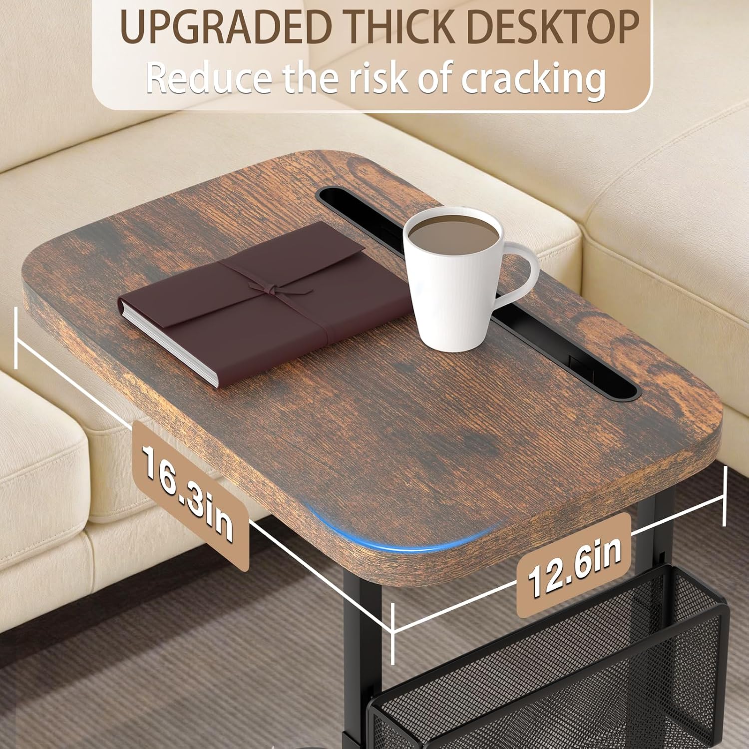 Detalle 2 de Adjustable C-shaped side table, 16.93 x 12.6 inches