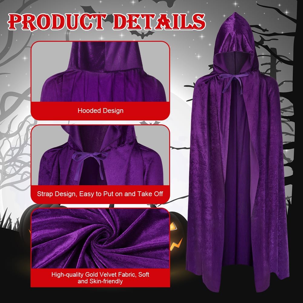 Detalle de AOOWU Halloween Hooded Cape Witch Cosplay Accessory (150cm/59in) for Adults