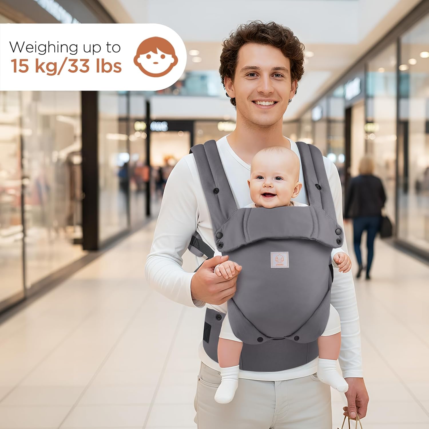 Thumbnail 4 de GAGAKU Babytrage – Ergonomische Tragehilfe für 3,2–15 kg, Gesicht-in-Gesicht, Front- und Rückentrage, Grau