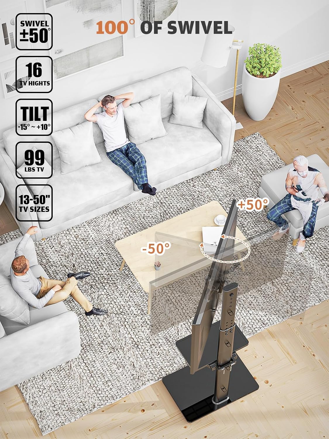 Detalle de TV Standfuß HT2001BP höhenverstellbar 19–42 Zoll