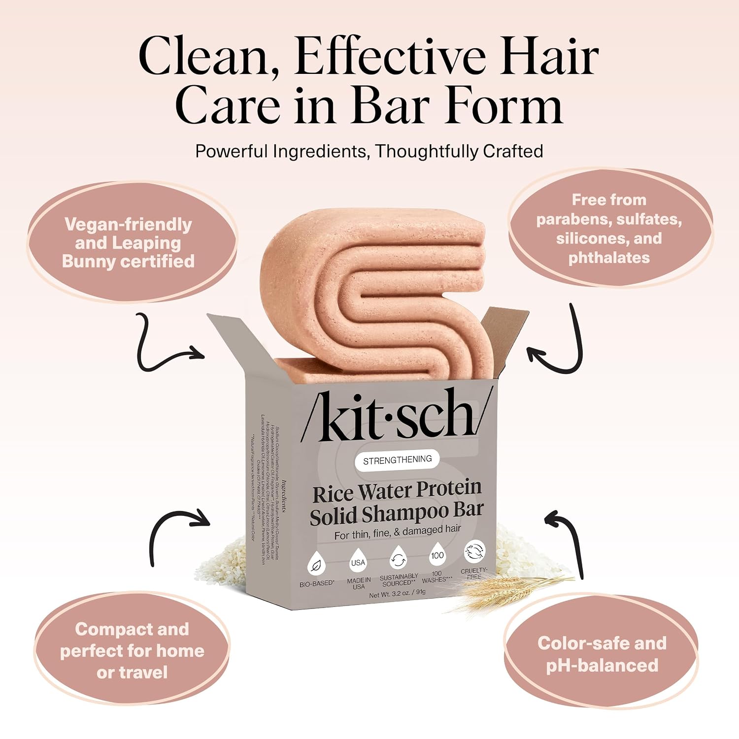 Detalle 2 de Kitsch Rice Water Shampoo Bar 3.2 oz