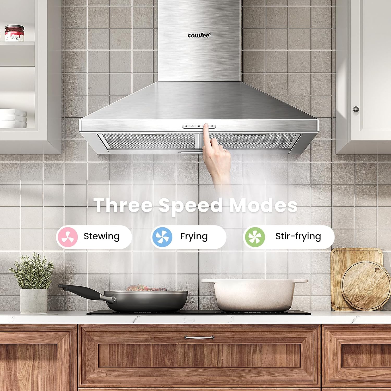 Thumbnail 6 de COMFEE' 60cm Chimney Cooker Hood (A++), 400 m³/h, Dual Extraction Modes