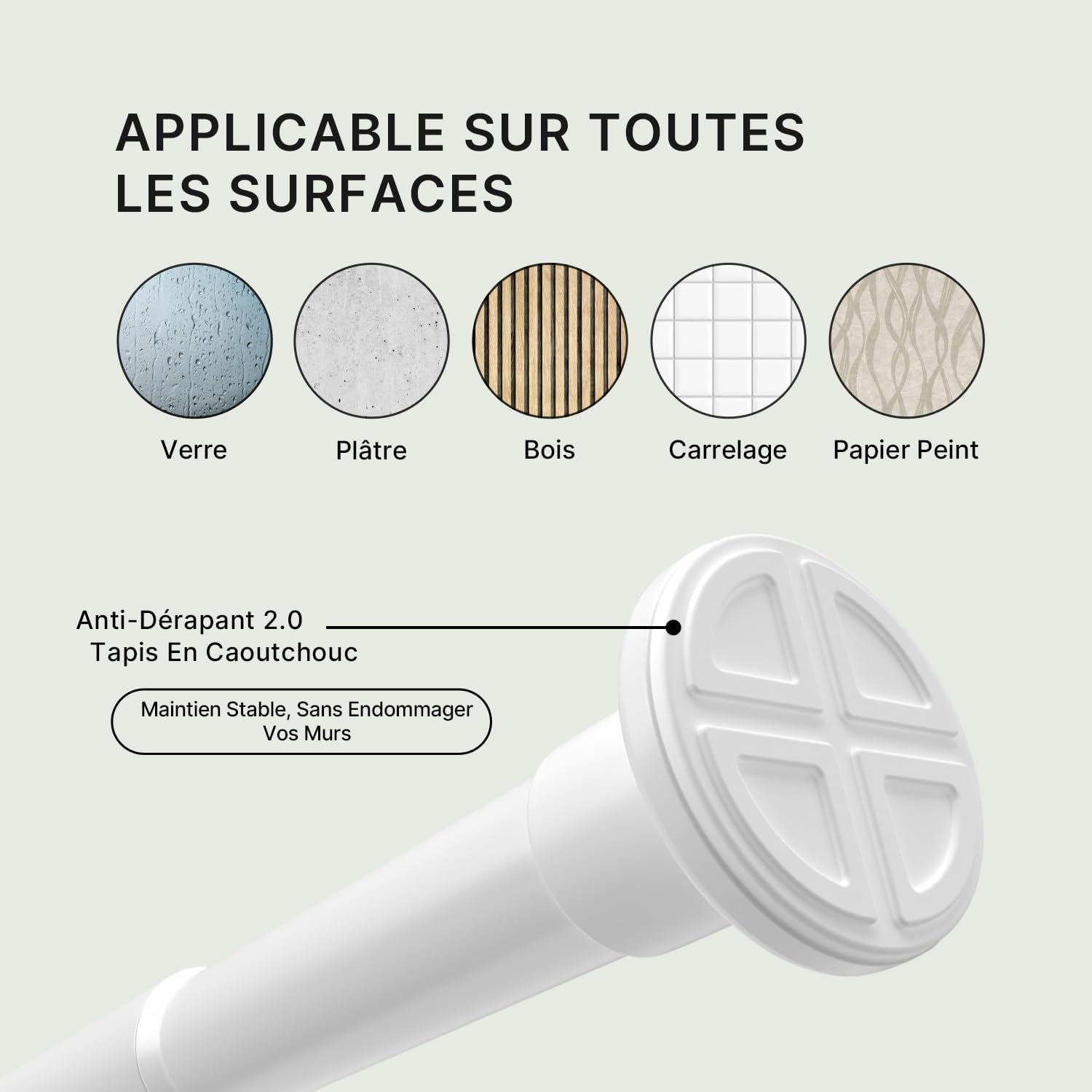 Thumbnail 2 de MEISENBERG Tringle Rideau sans perçage extensible 70-120 cm, blanc (Ø 25 mm)