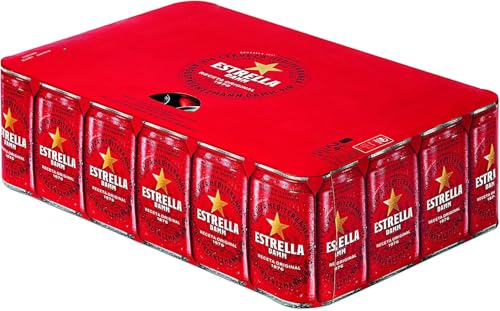 Detalle de Estrella Damm Cerveza – Caja de 24 latas (330 ml) total 7.92 L