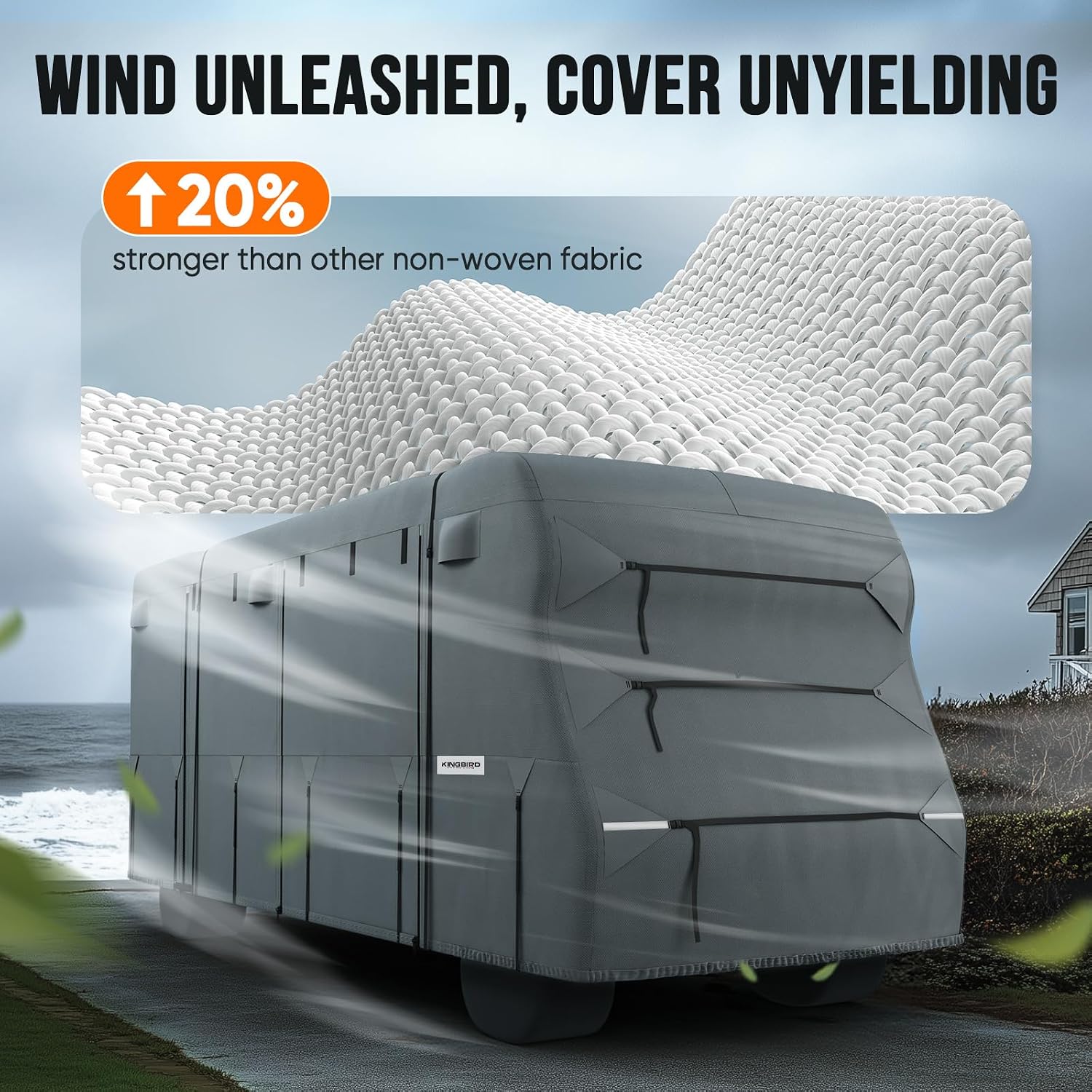Detalle de KING BIRD Class C RV Cover for 26–29 ft Motorhomes with Tire Covers