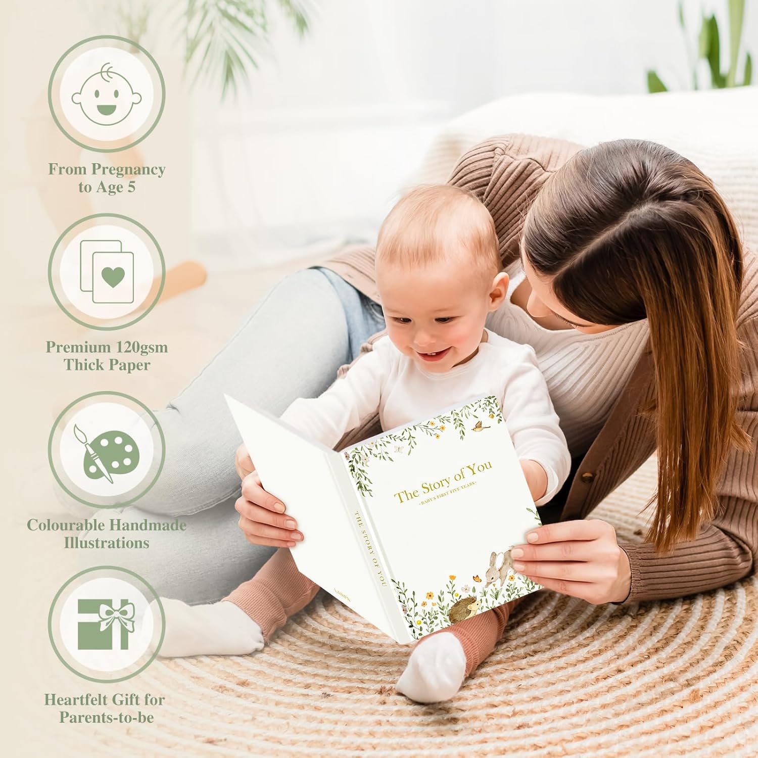 Detalle 2 de Lanpn BBRJYS-TZ Baby Memory Book, Leather Cover, 154 Pages