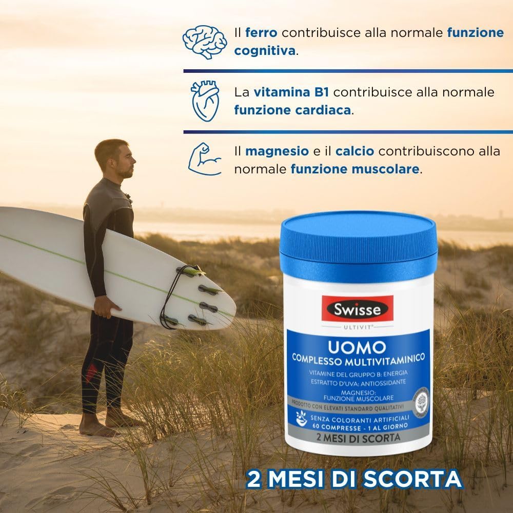 Detalle de SWISSE Ultivit Uomo: multivitaminico completo per energia, immunità e benessere quotidiano