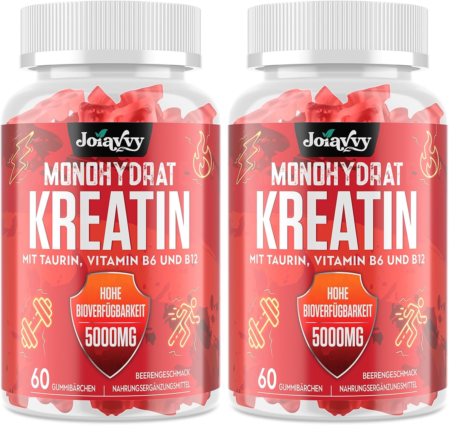 Thumbnail 6 de Joiavvy Créatine Monohydrate Gummies 5000 mg – 60 unités, végan et aromatisées fruits rouges