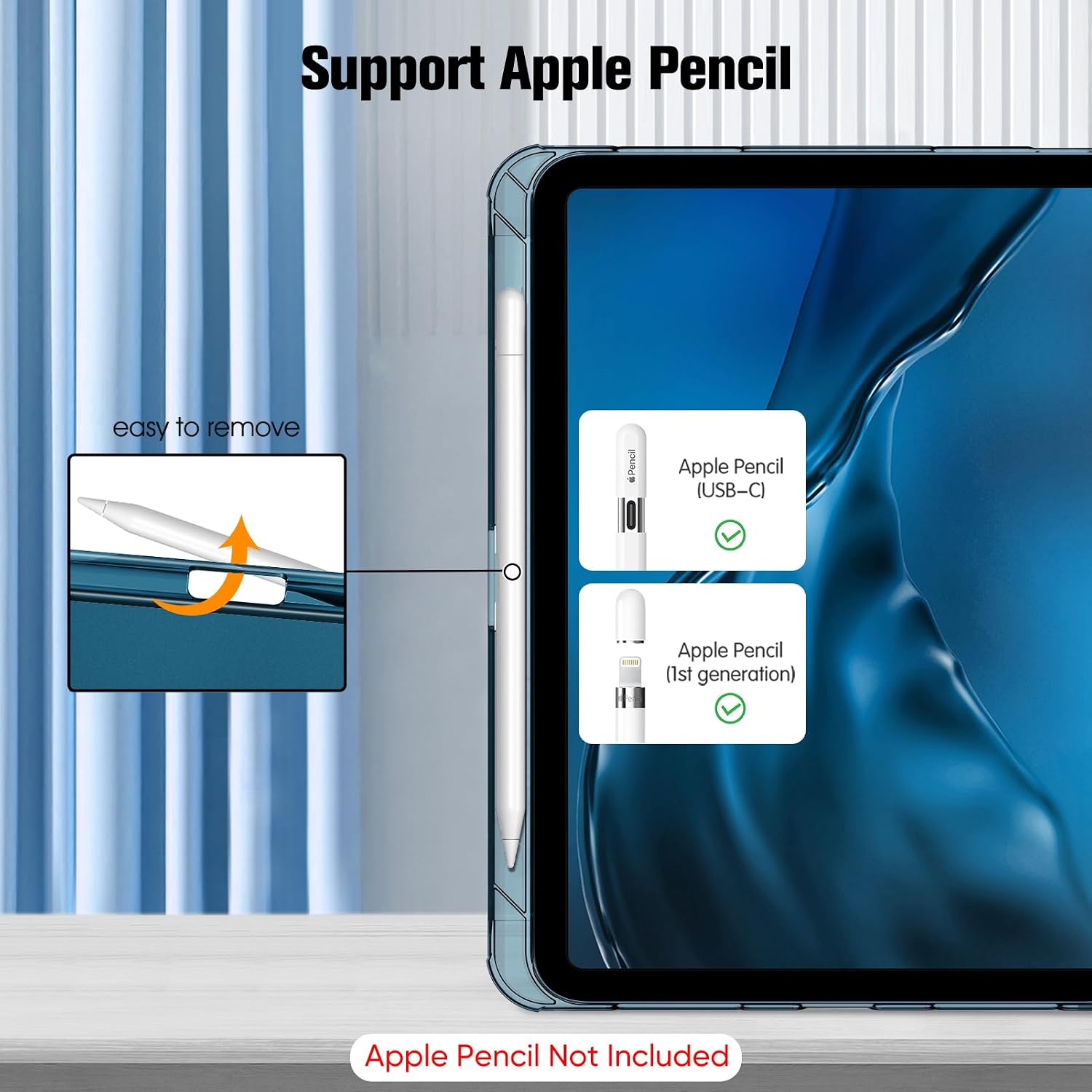 Detalle de FINTIE Ultra Slim Case for iPad A16 (11-inch, 2025) and iPad 10th Gen (10.9-inch, 2022) – Midnight Blue with Pencil Holder