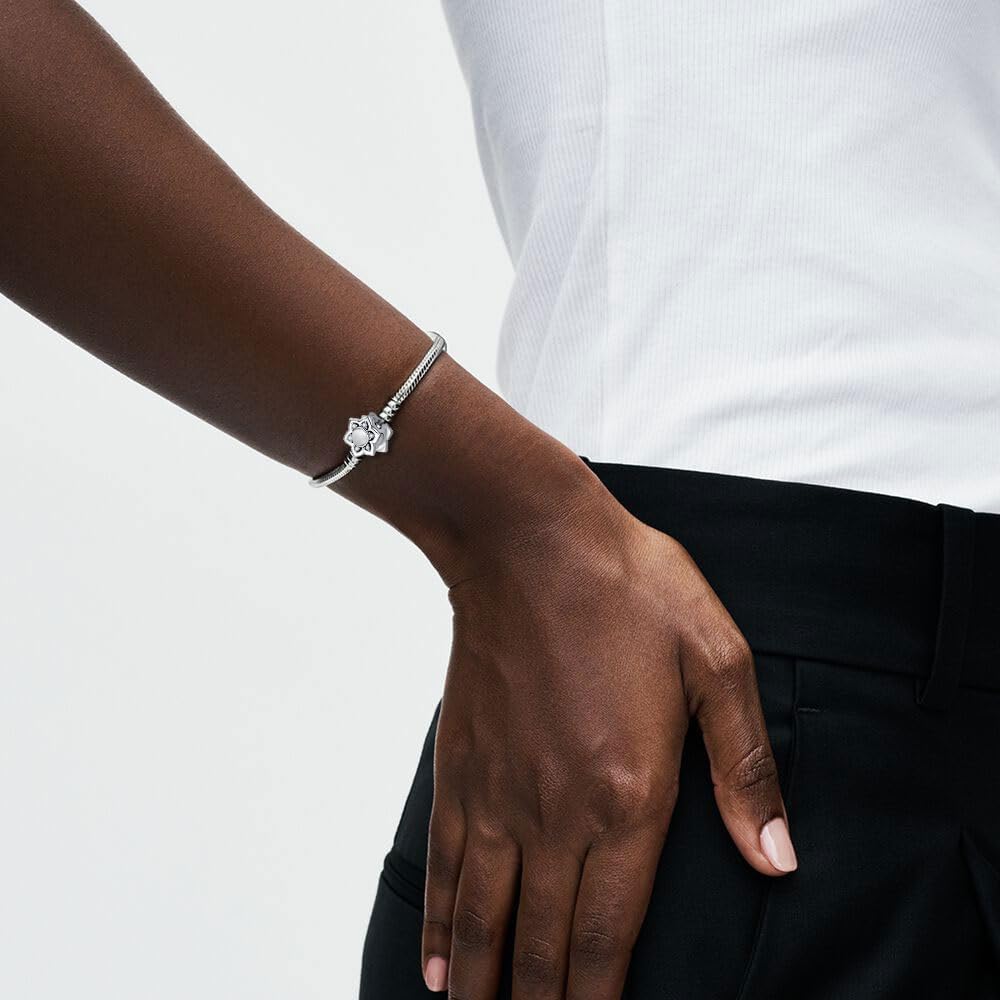 Detalle de BOIGEGU Damen-Armband in Silberoptik mit Herz-Schlangen-Gliedern und Kronen-Charm-Verschluss
