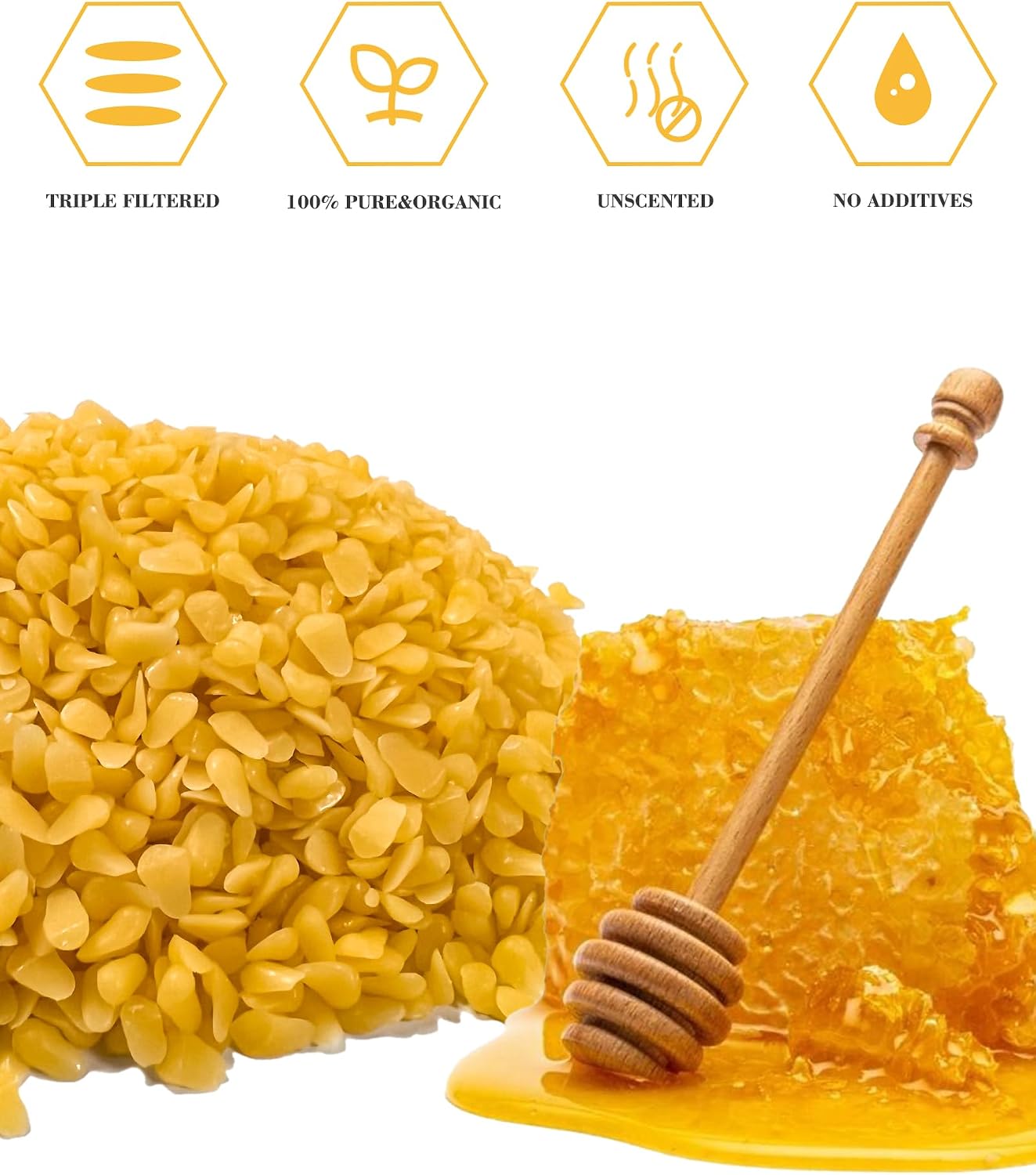 Detalle de TRINIDa Beeswax Pellets, 2LB Yellow Wax for Candles and DIY Body Care