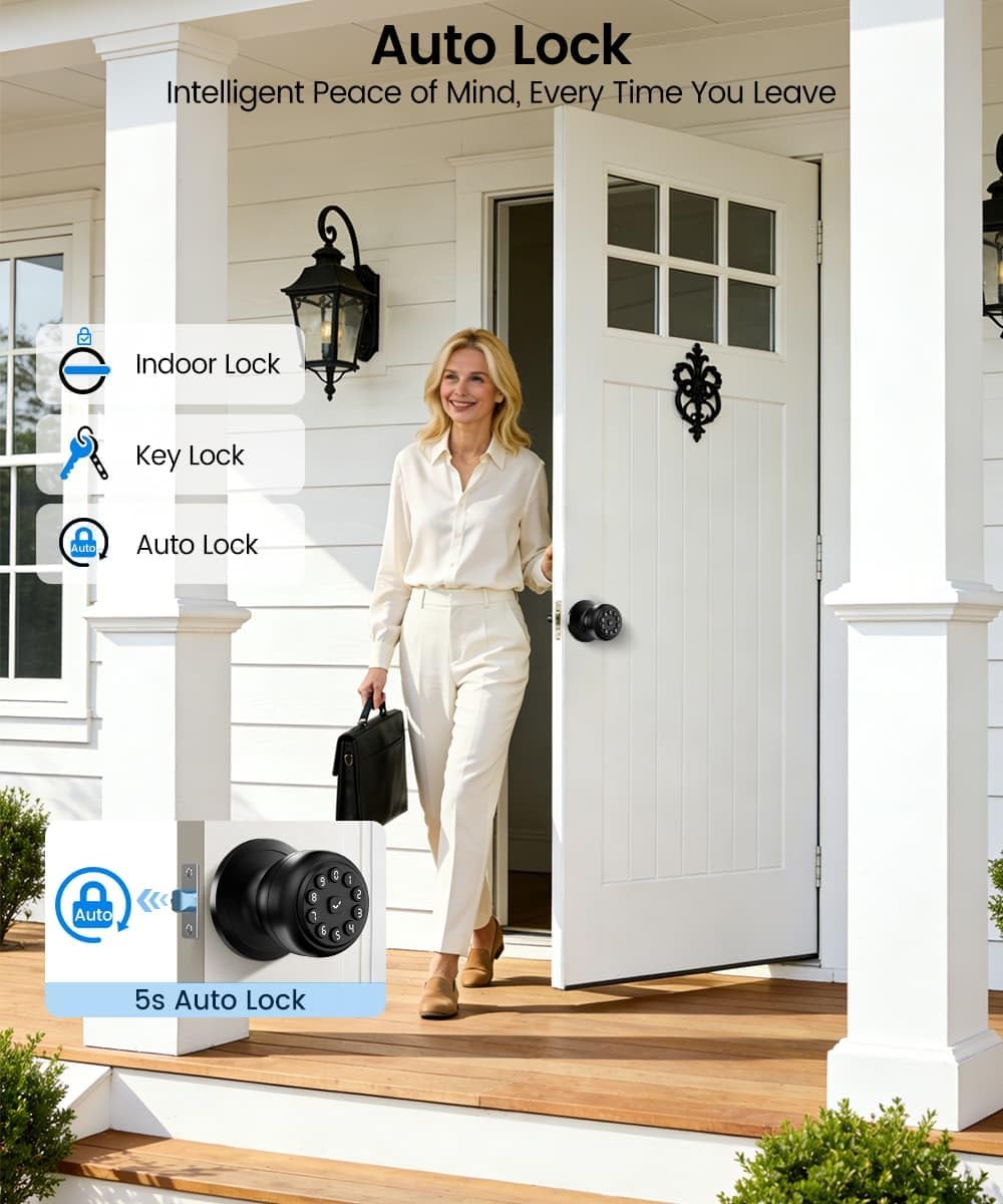 Detalle 2 de Smart Keypad Door Knob, Bright Black