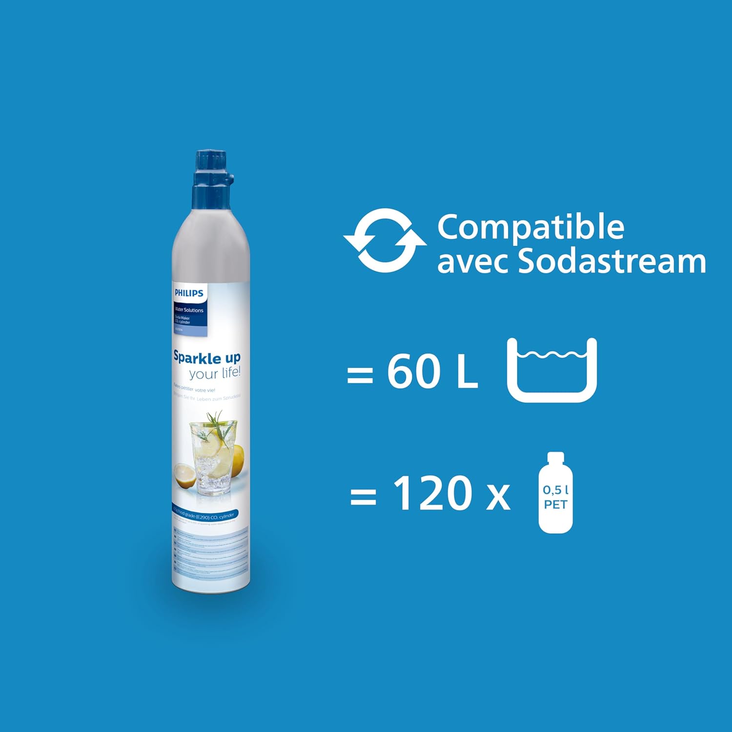 Thumbnail 2 de PHILIPS Cartouche de recharge ADD913 – Cylindre de réserve de CO2 (60 litres d’eau pétillante)