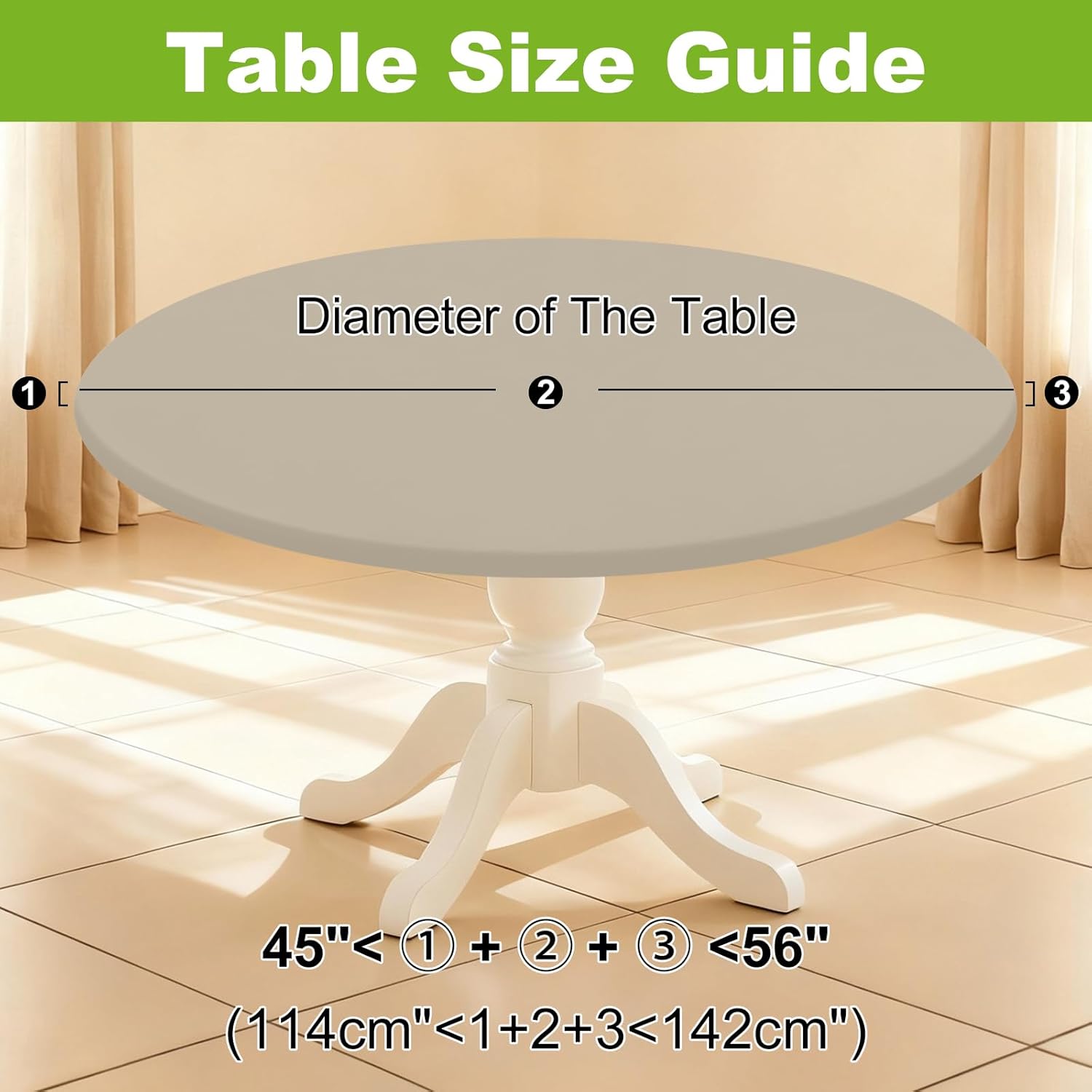 Thumbnail 6 de Smiry Round Spandex Tablecloth (Taupe) – Elastic Fitted, Waterproof & Washable for 45"–56" Tables