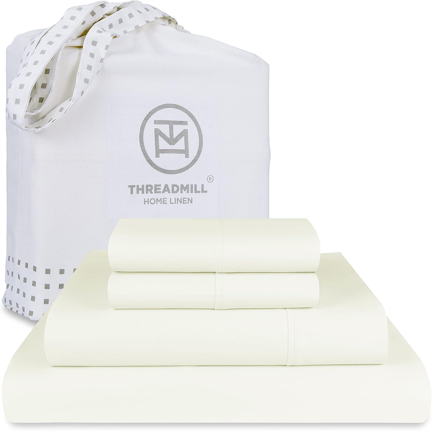 Detalle de Threadmill Home Linen Threadmill 100% Supima Cotton Sheets (1200 Thread Count) Cal King, 4-Piece Ivory Set