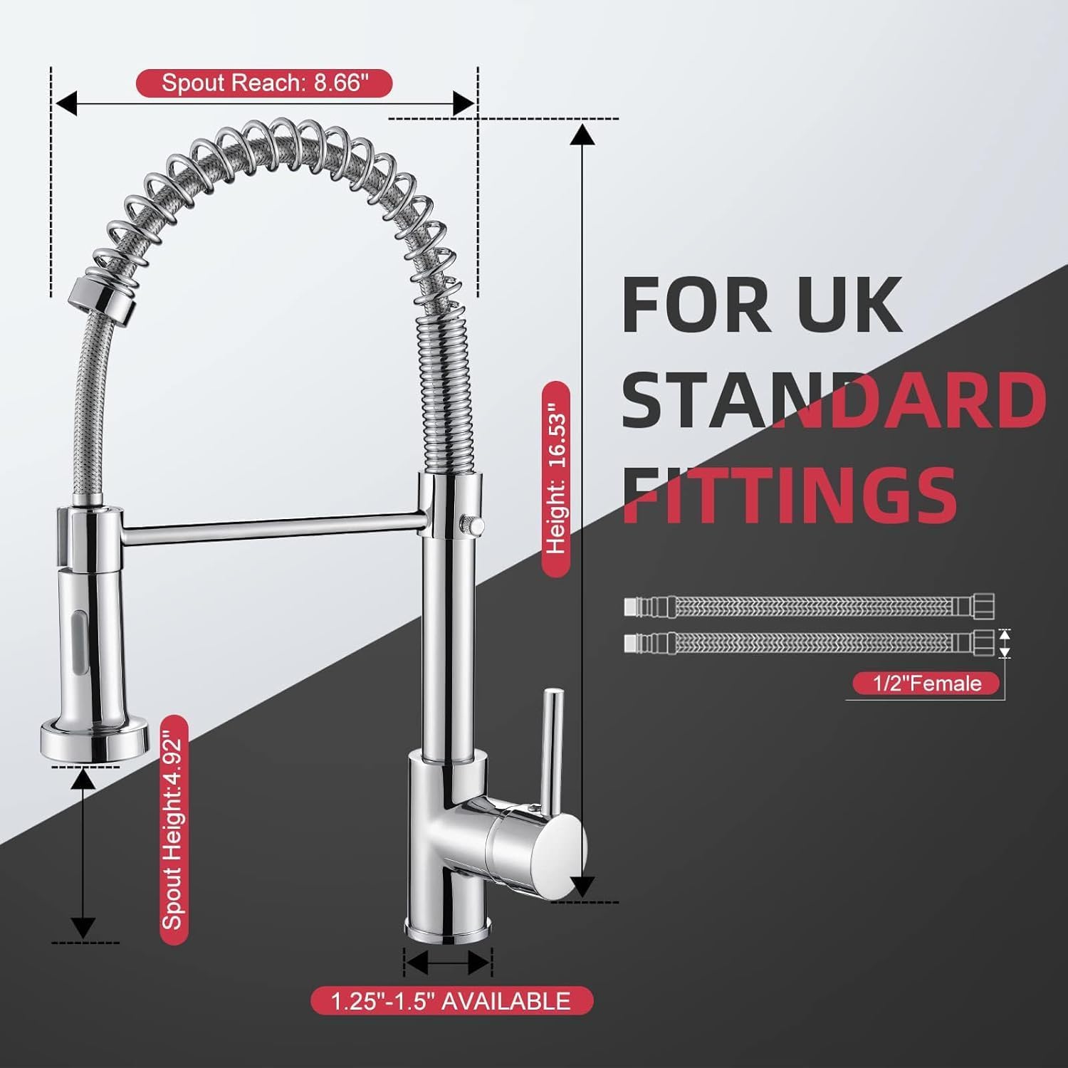 Detalle 2 de Cobbe Kitchen Tap: Spring Sink Mixer with Pull‑Down Sprayer 360°