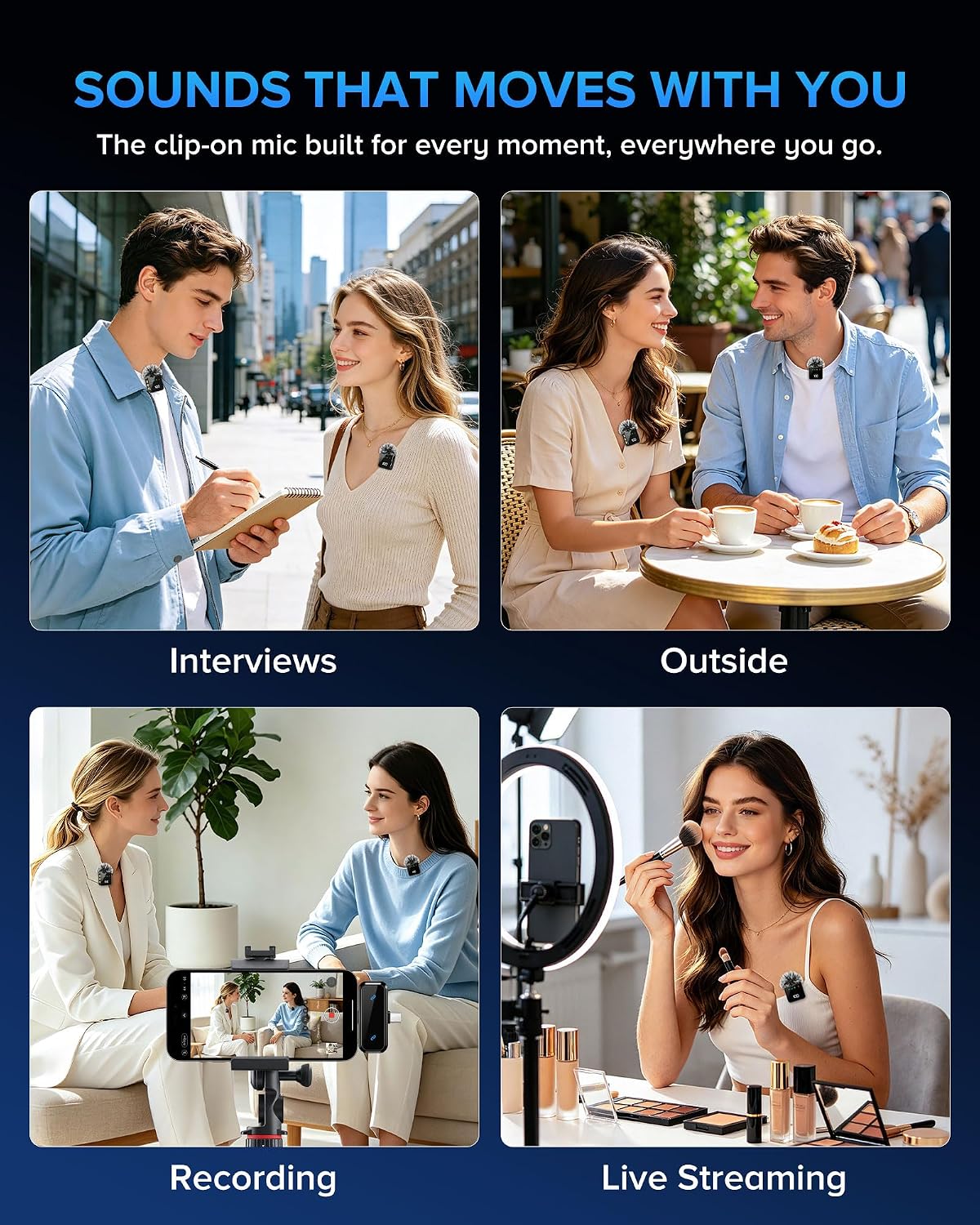 Thumbnail 6 de Ominoral H41-2Pack Wireless Lavalier Microphone with Charging Case and AI Noise Reduction