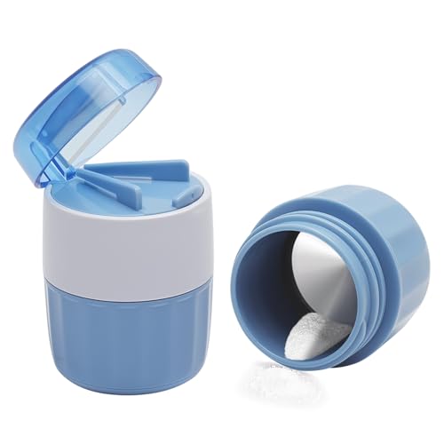 Detalle de KQDRAVINE Triturador de Pastillas 3-en-1 (Azul) – Cortar, Triturar y Almacenar en un solo dispositivo