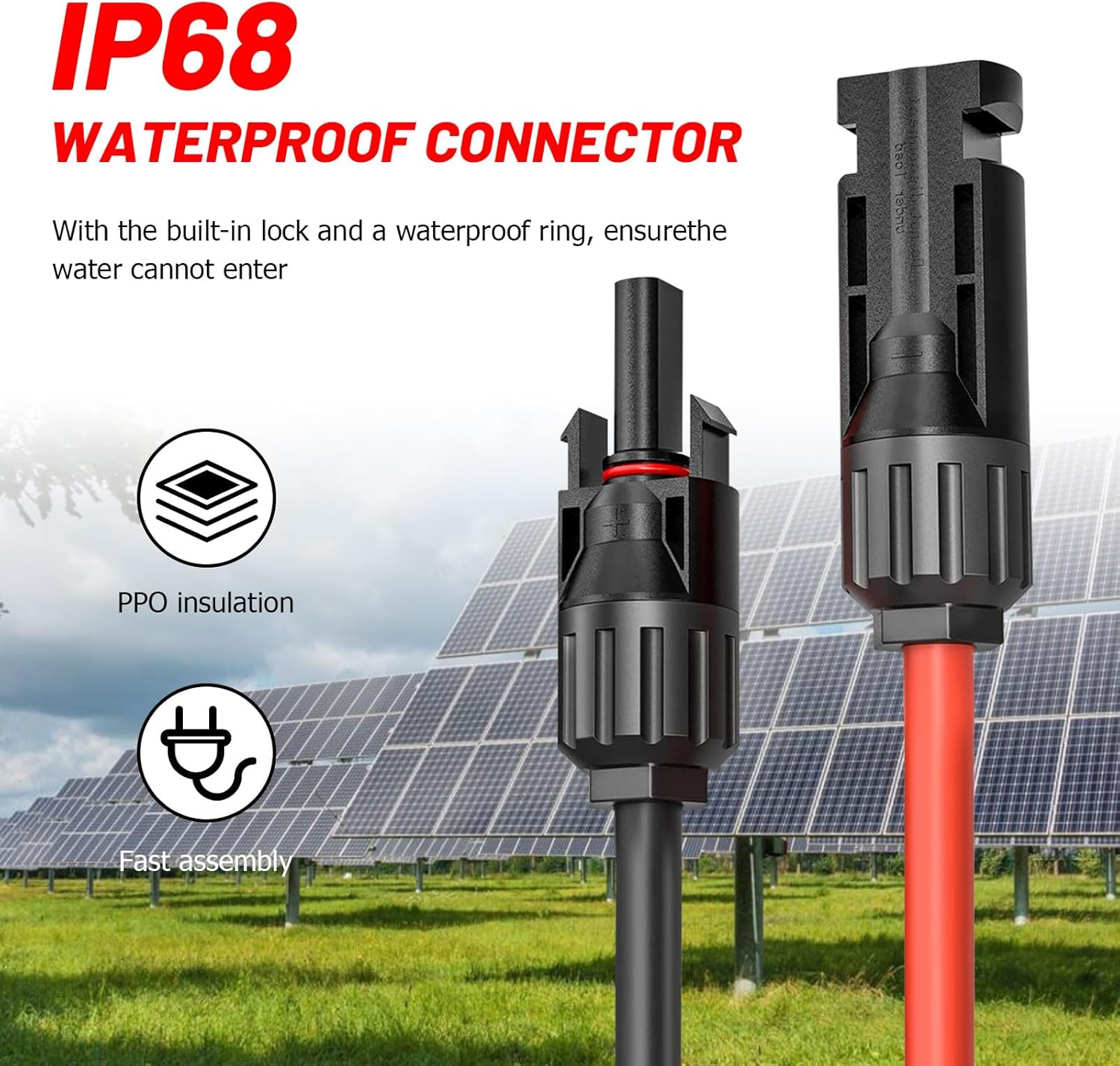 Detalle 2 de Cavo solare 4 mm²/prolunga 2 m con spina solare, resistente UV, per impianti fotovoltaici