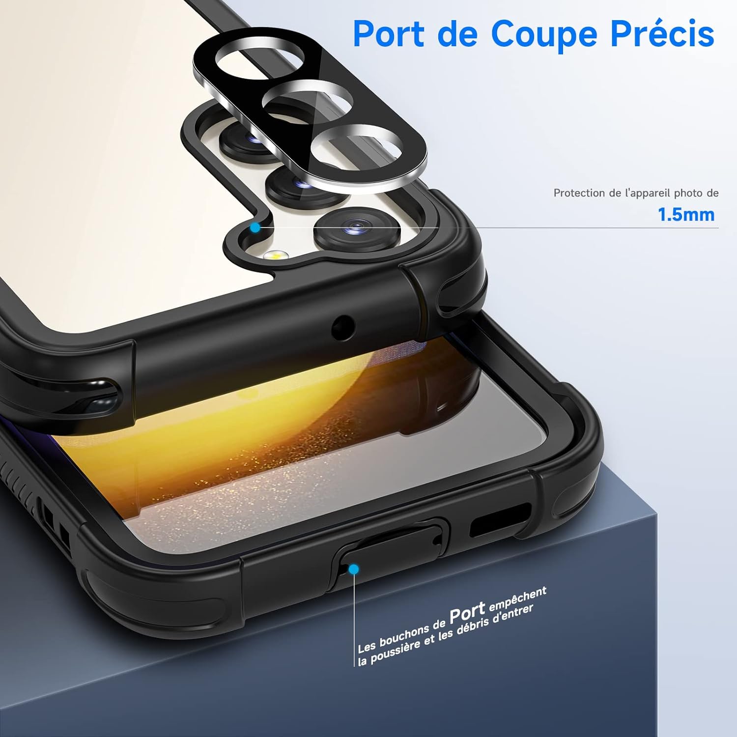 Detalle 2 de Seacosmo Coque pour Samsung Galaxy S23 – Protection intégrale et vidéo‑étui noir