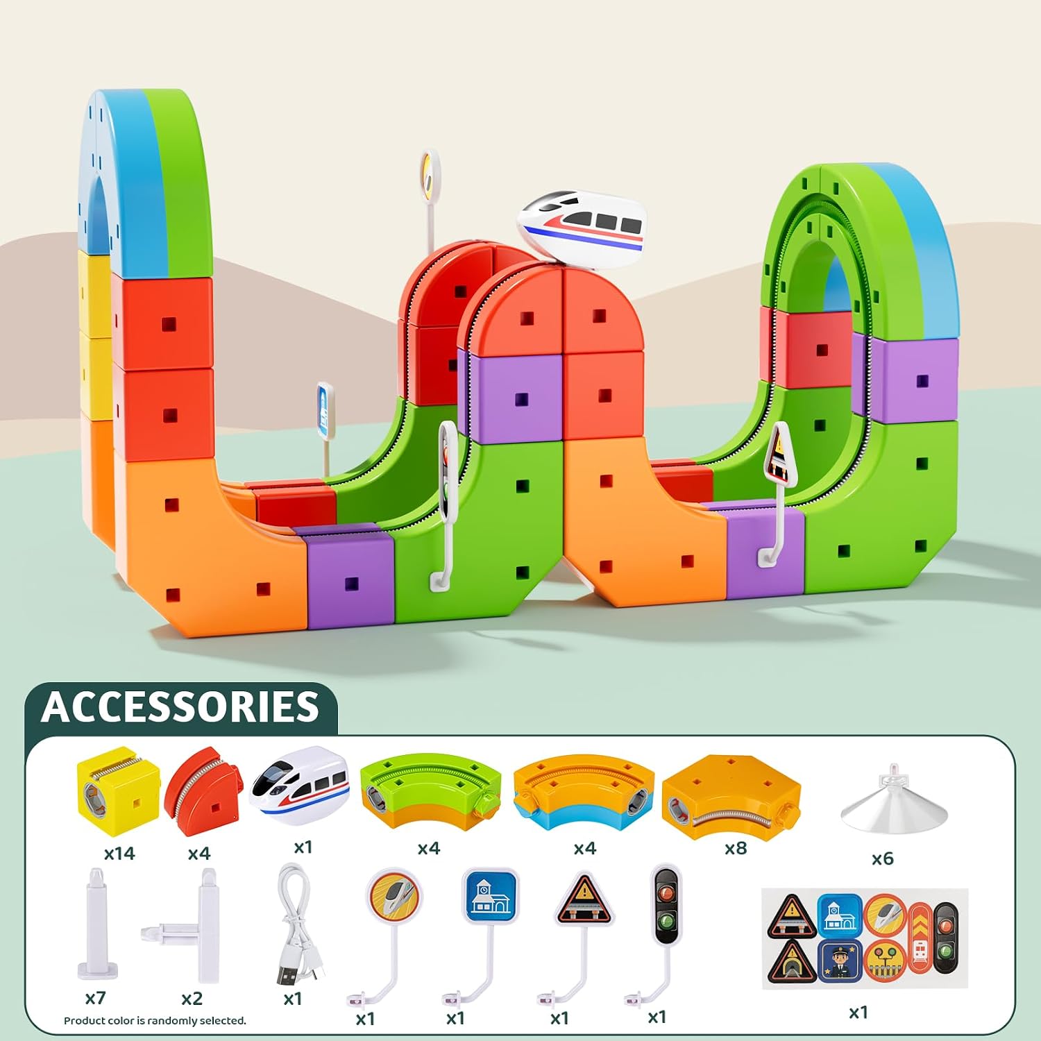 Detalle 2 de Wdebay Klick Rail Electric Train Set with 3D Magic Flexible Track (48 pcs) for Kids Ages 3–8