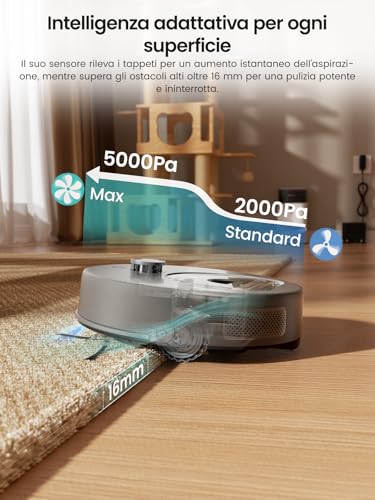 Detalle de Lefant M330 Plus: robot aspirapolvere lavapavimenti 3 in 1 con anti-groviglio e mappa dToF