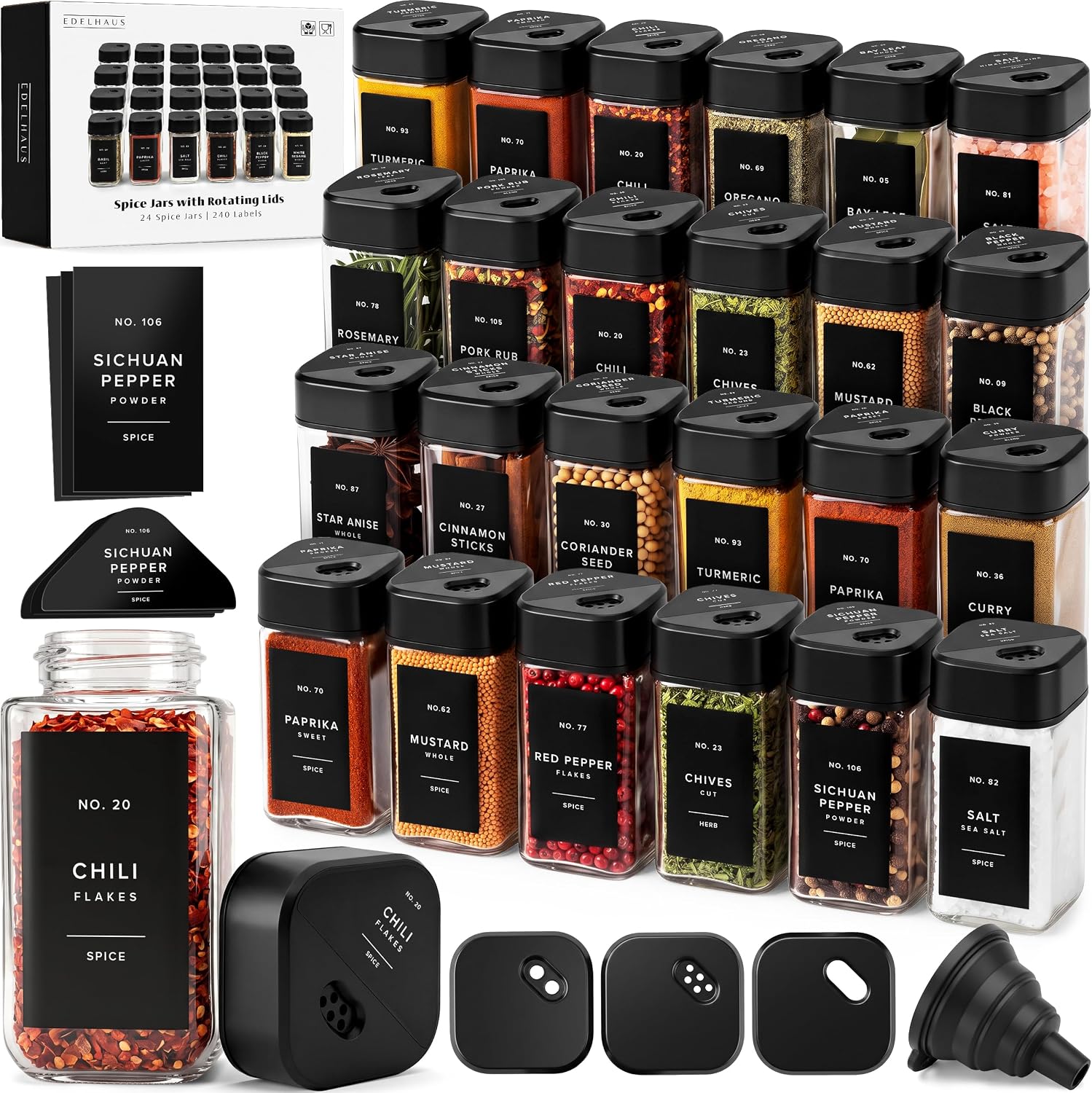 Detalle de EDELHAUS Glass Spice Jars 4 oz