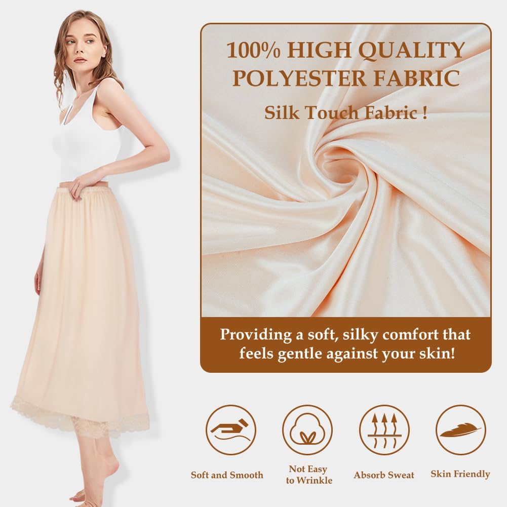 Detalle 2 de ACWOO U5-85BENCQ240621-FBA onderrok, beige, 80 cm met kanten zoom