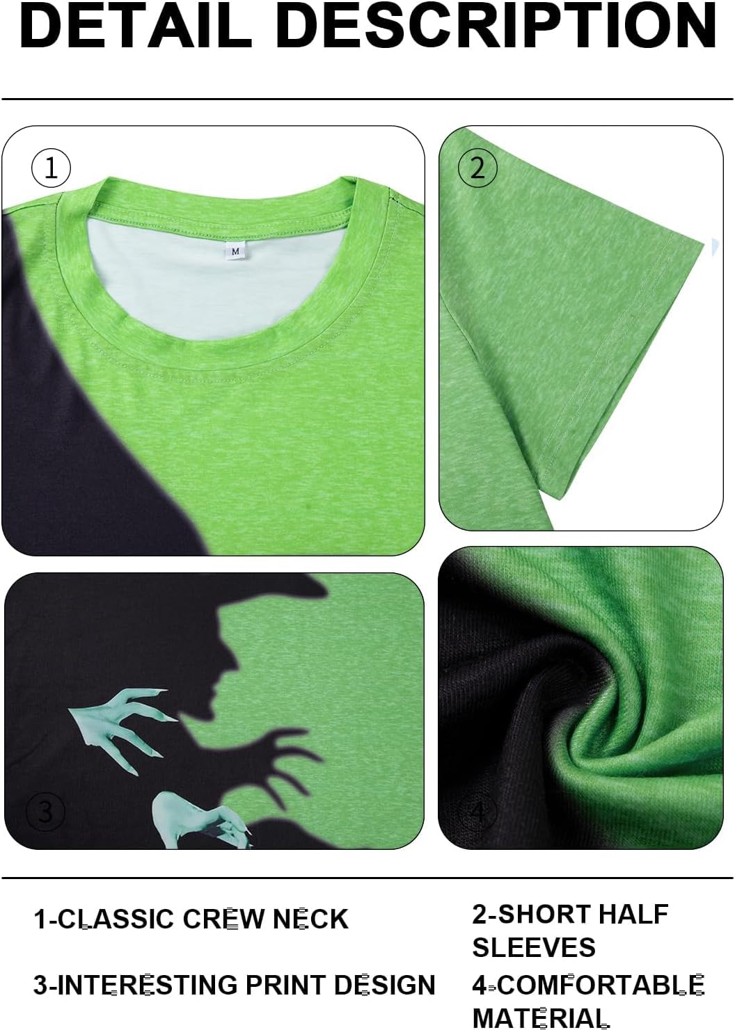 Detalle 2 de SUPEYA Halloween Ghost Graphic Tee for Women, Short-Sleeve Fall Top