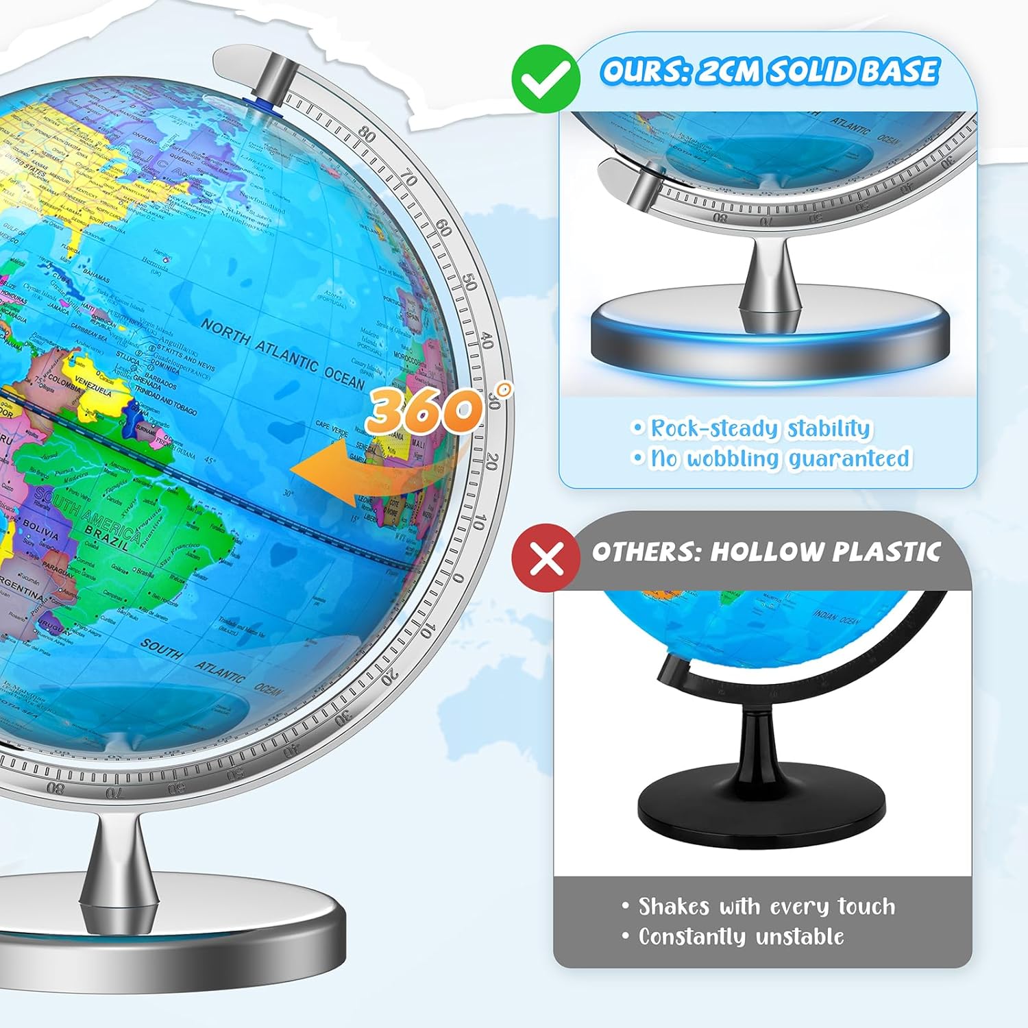 Thumbnail 3 de Voxelure 12-inch Illuminated World Globe for Kids & Adults (Globe Lamp + Night Light)
