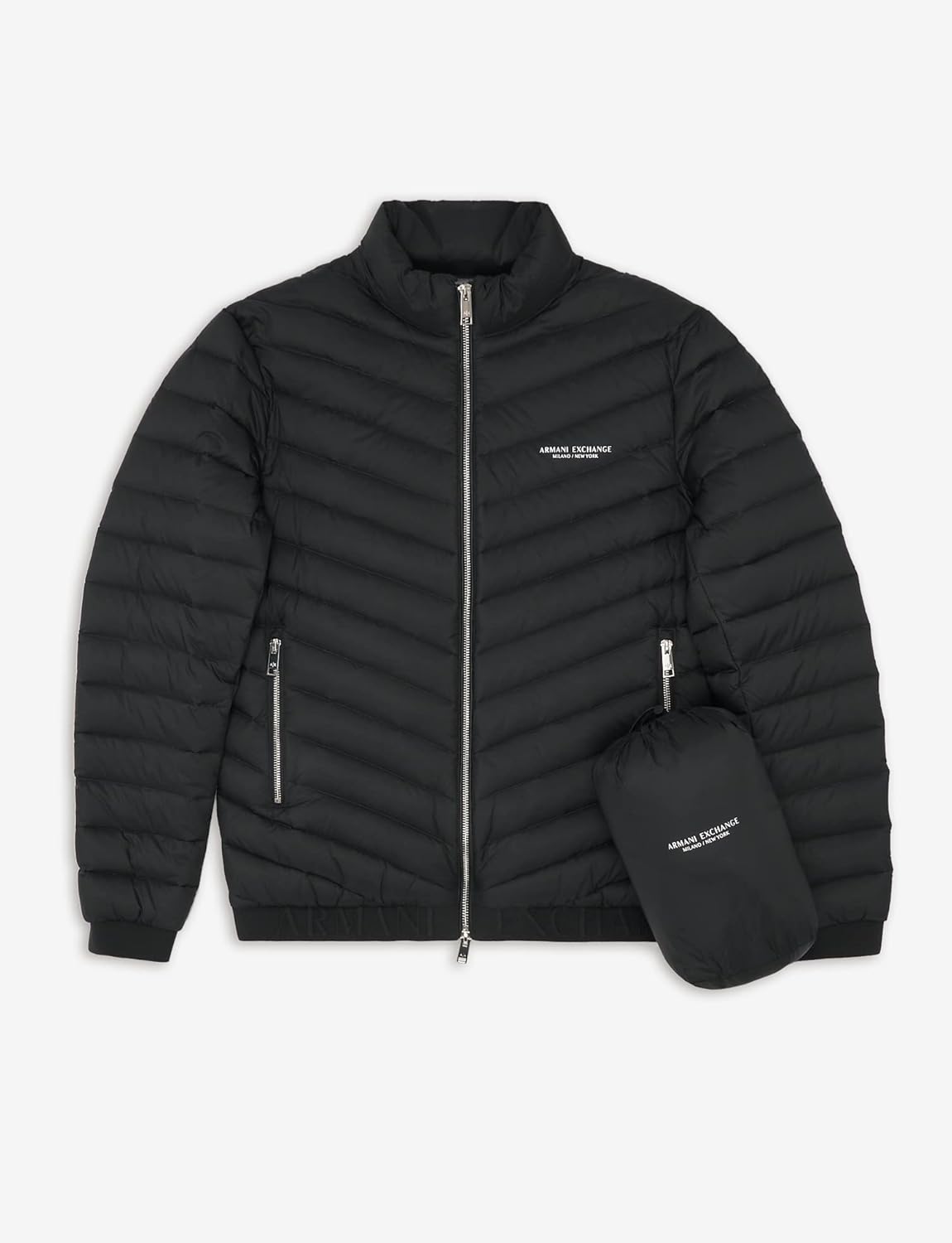 Detalle 2 de Armani Exchange men’s Milano/New York logo down coat with hood