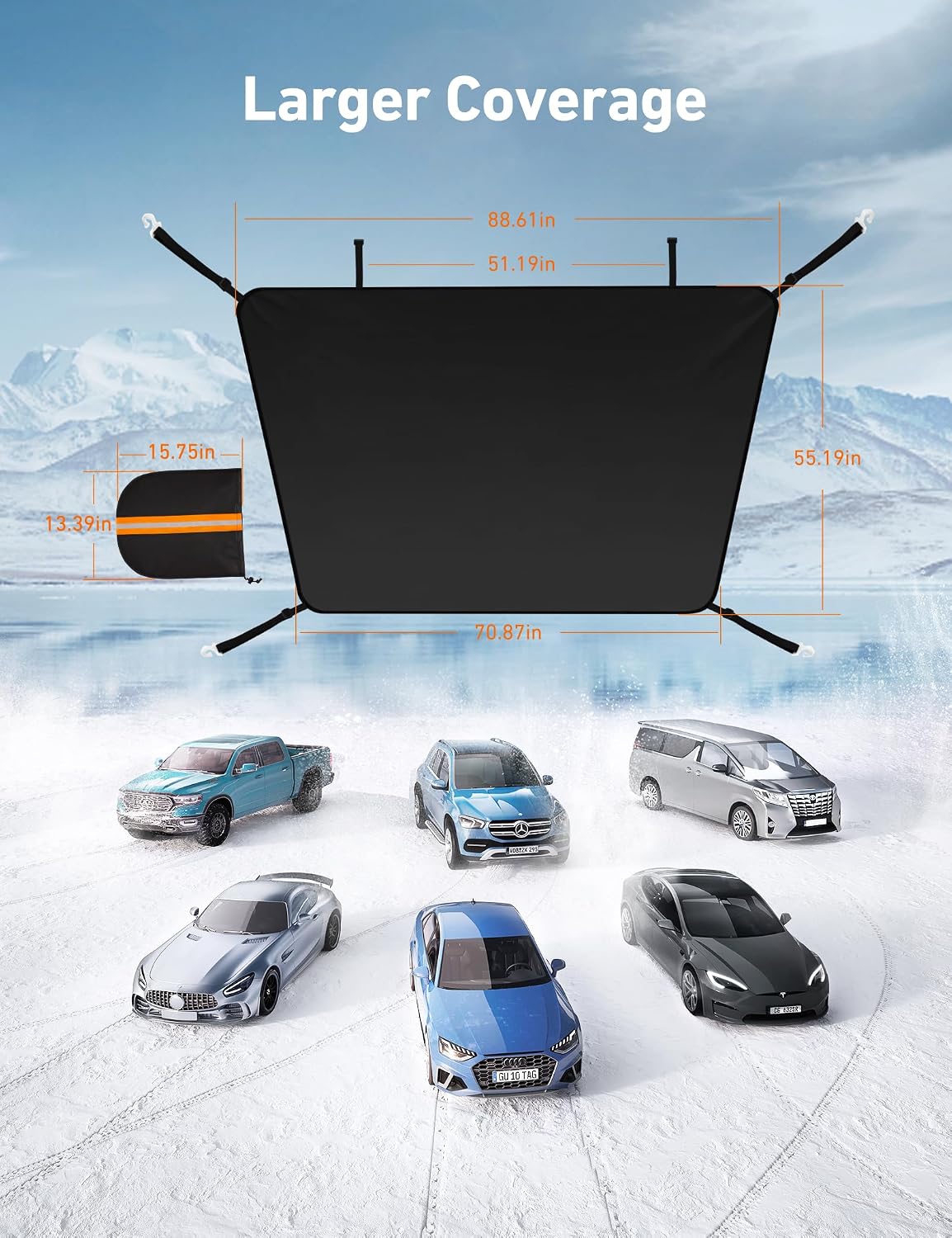 Thumbnail 5 de AstroAI Car Windshield Snow Cover with 2 Mirrors