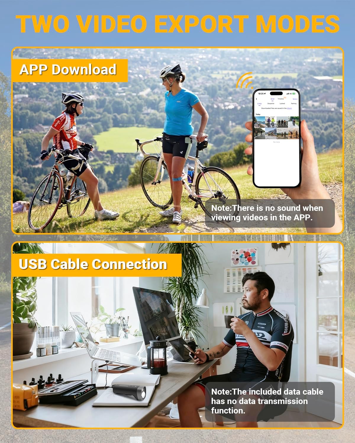 Thumbnail 6 de CEMOFE 1080P HD Bike Camera Recorder with Front Light and 64GB Card