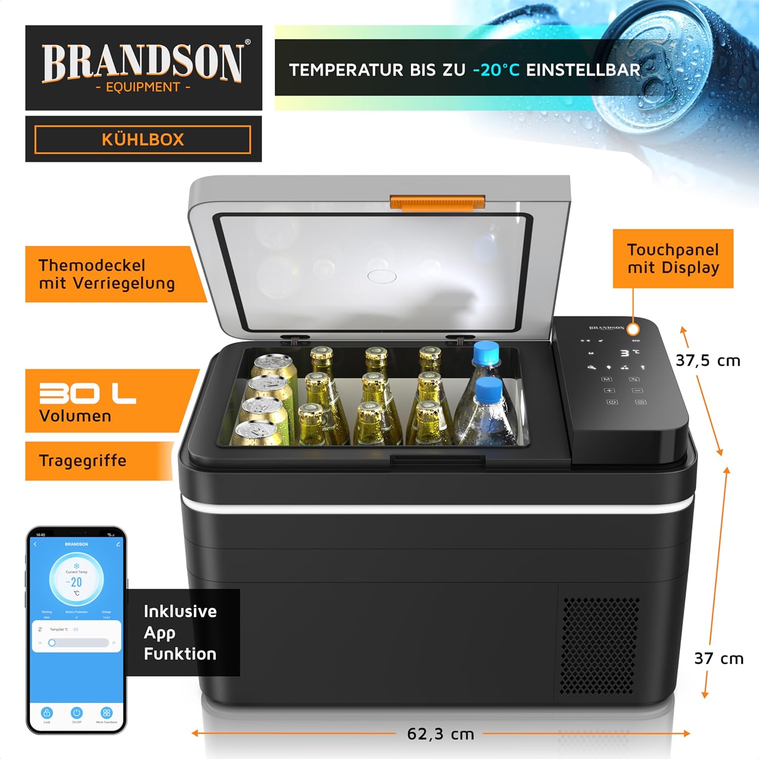 Thumbnail 1 de Brandson Kompressor Kühlbox elektrisch – 30 Liter, App-Steuerung, Bluetooth Tuya Smart