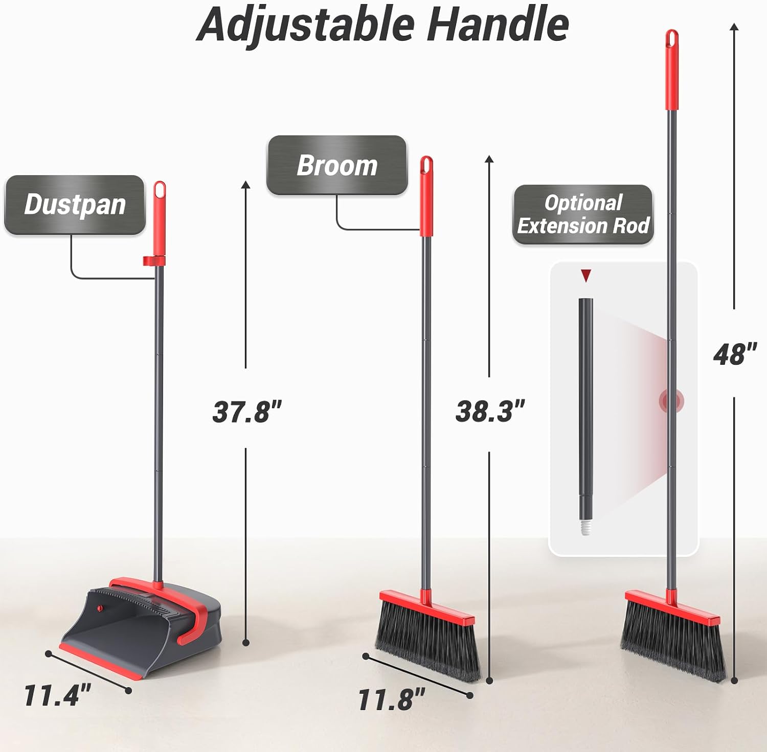 Thumbnail 1 de Zeawec Broom with Dustpan Combo Set — Long-Handle, Self-Cleaning, Pet Hair & Dust Cleanup