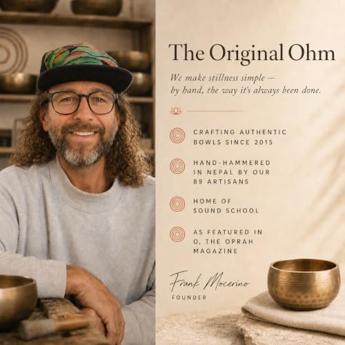 Detalle de Ohm Store Handcrafted Tibetan Singing Bowl Set (3.5”) for Meditation, Sound Healing & Yoga