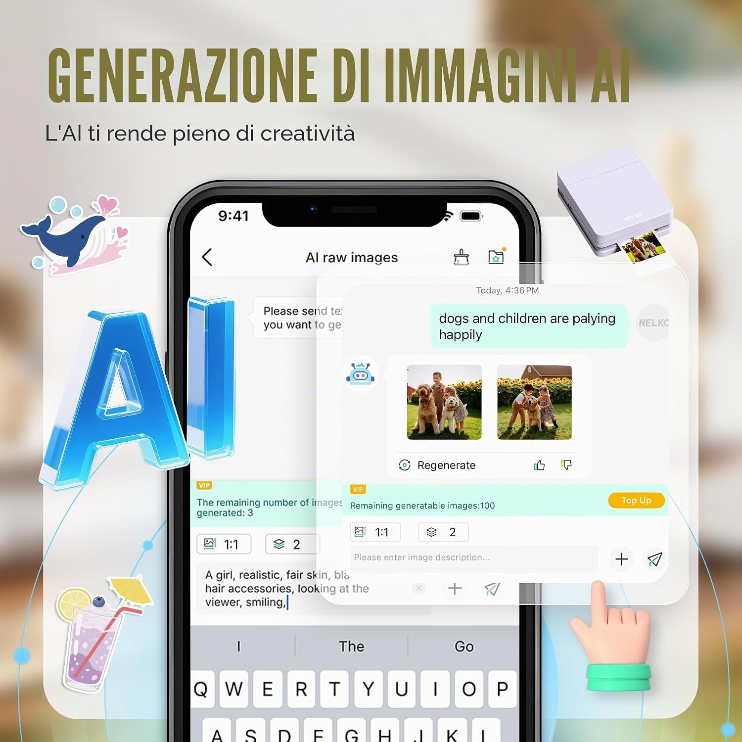 Detalle 2 de Nelko PP01: stampante fotografica portatile con 100 fogli inclusi
