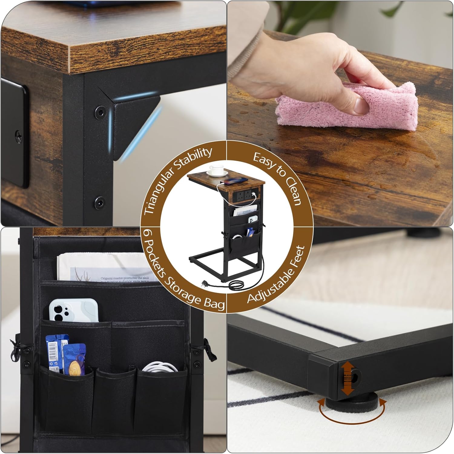 Thumbnail 6 de AMHANCIBLE C-Shaped Side Table with Charger