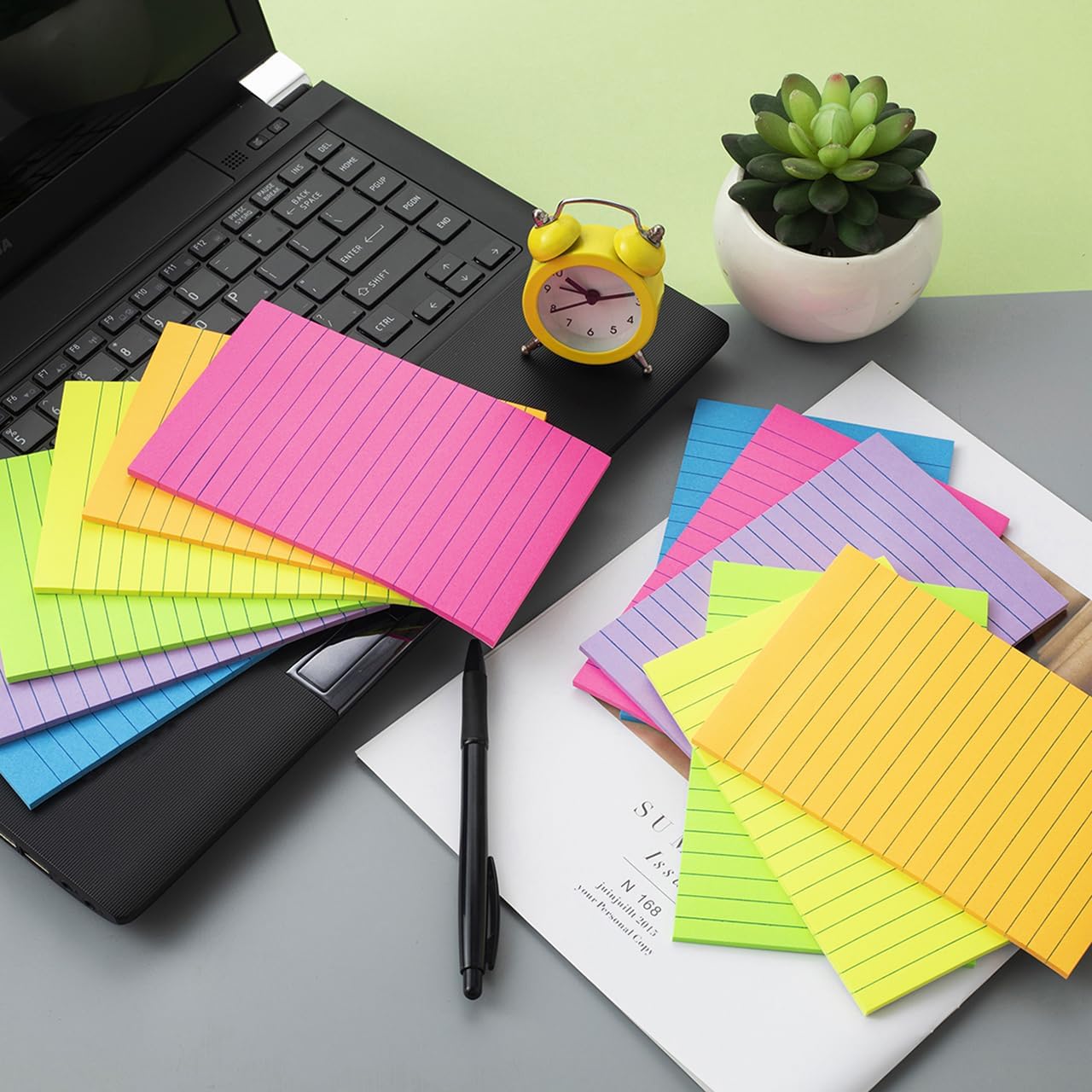 Detalle 2 de Wowivy 12 Pack Lined Sticky Notes 4x6 in – Large, Highly Adhesive, Colourful & Versatile
