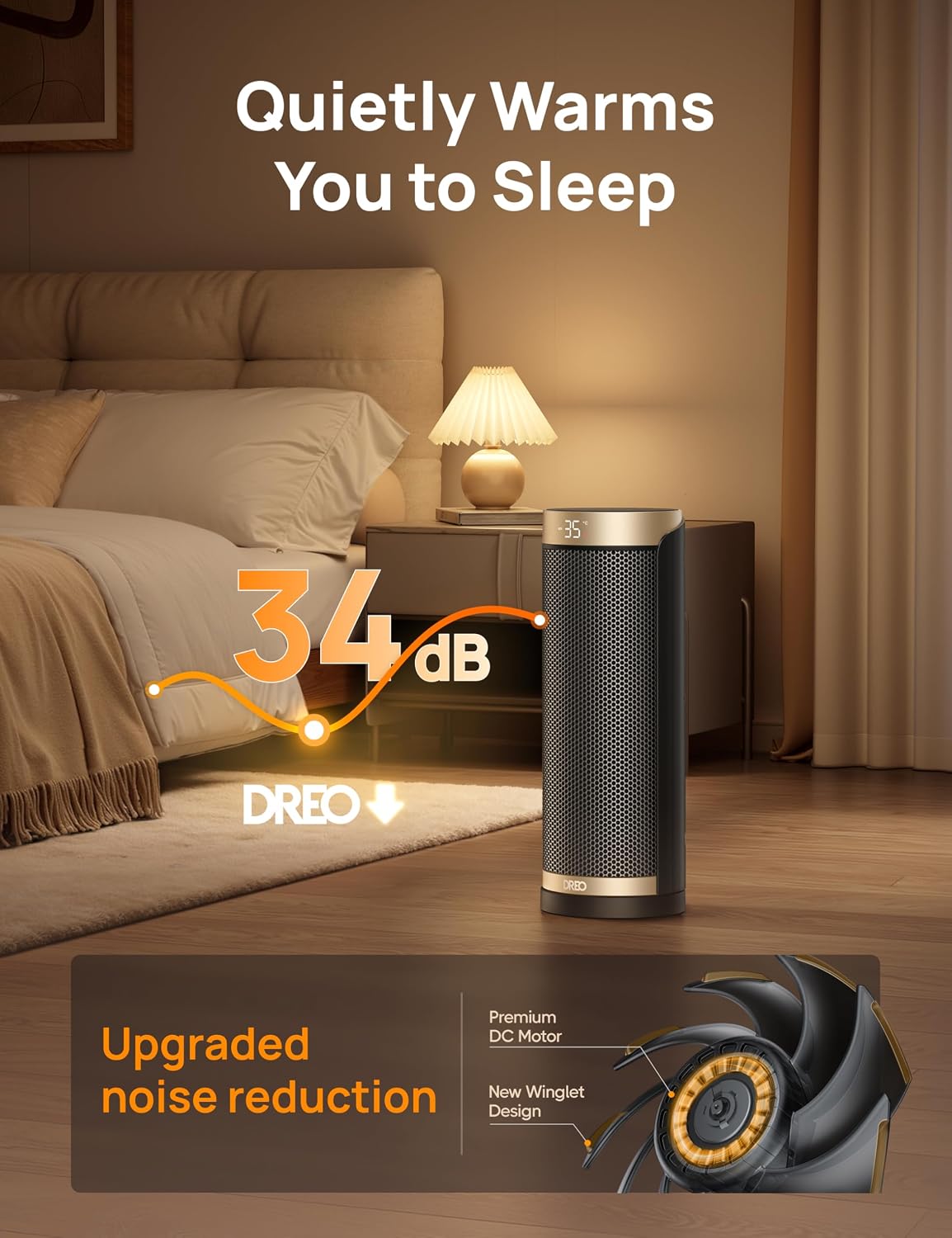 Thumbnail 5 de Dreo Solaris Slim H3 16-inch ceramic heater 70° oscillation