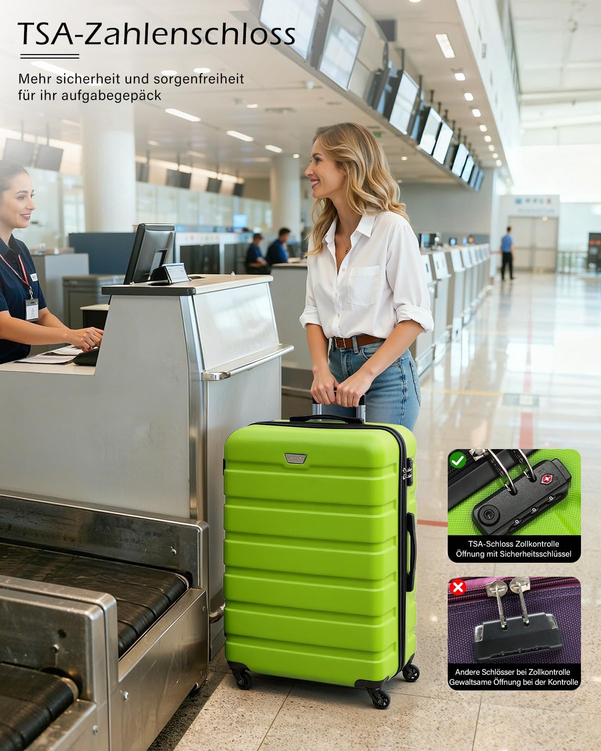 Detalle de COOLIFE Großkoffer 77 cm - Hartschale aus PC+ABS, 93 L, dunkelblau, 360° Spinner, TSA-Schloss