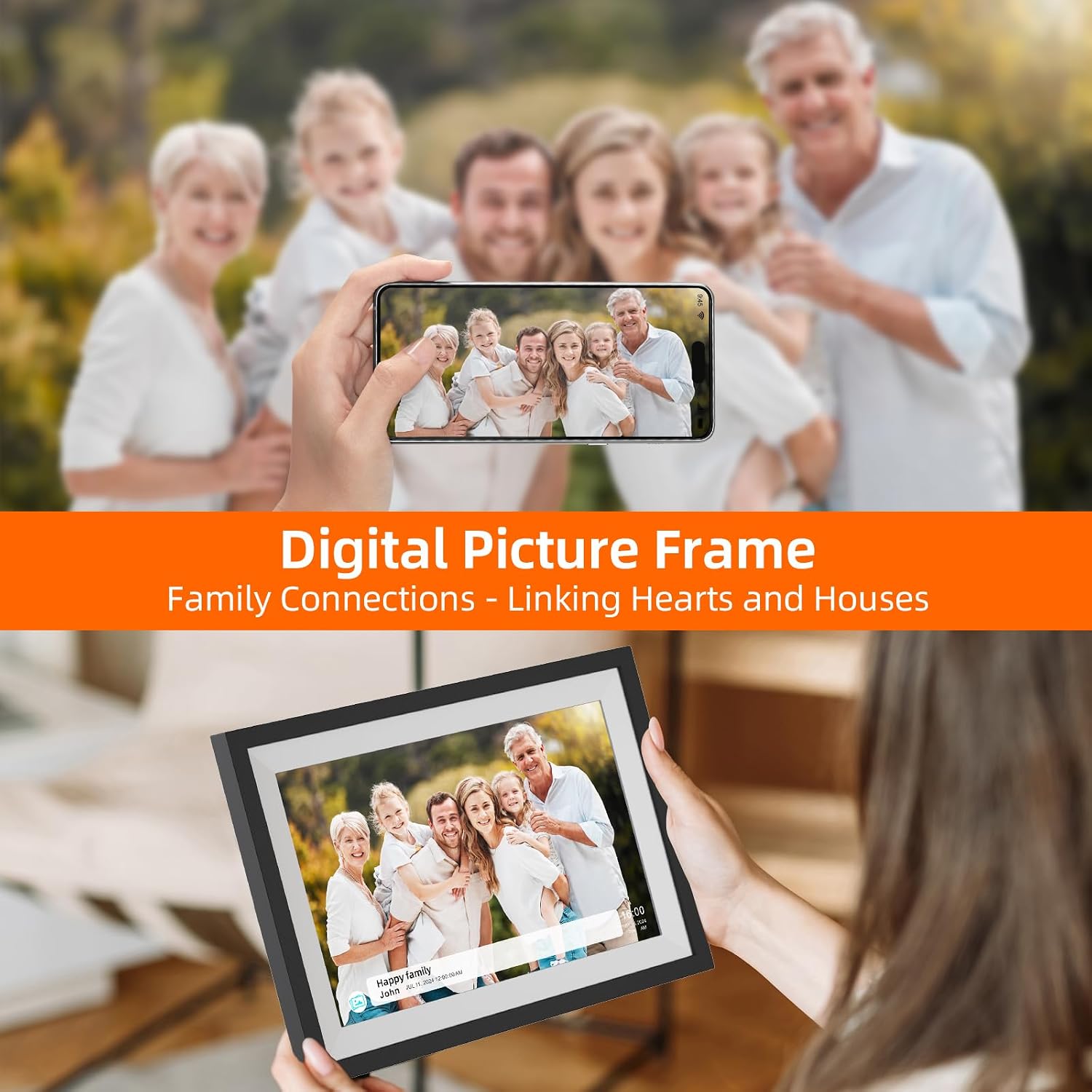 Detalle de Frameo 10.1-Inch Digital Photo Frame (1280x800 IPS Touch Screen, 16GB Wi‑Fi, Auto‑Rotate, SD Support)