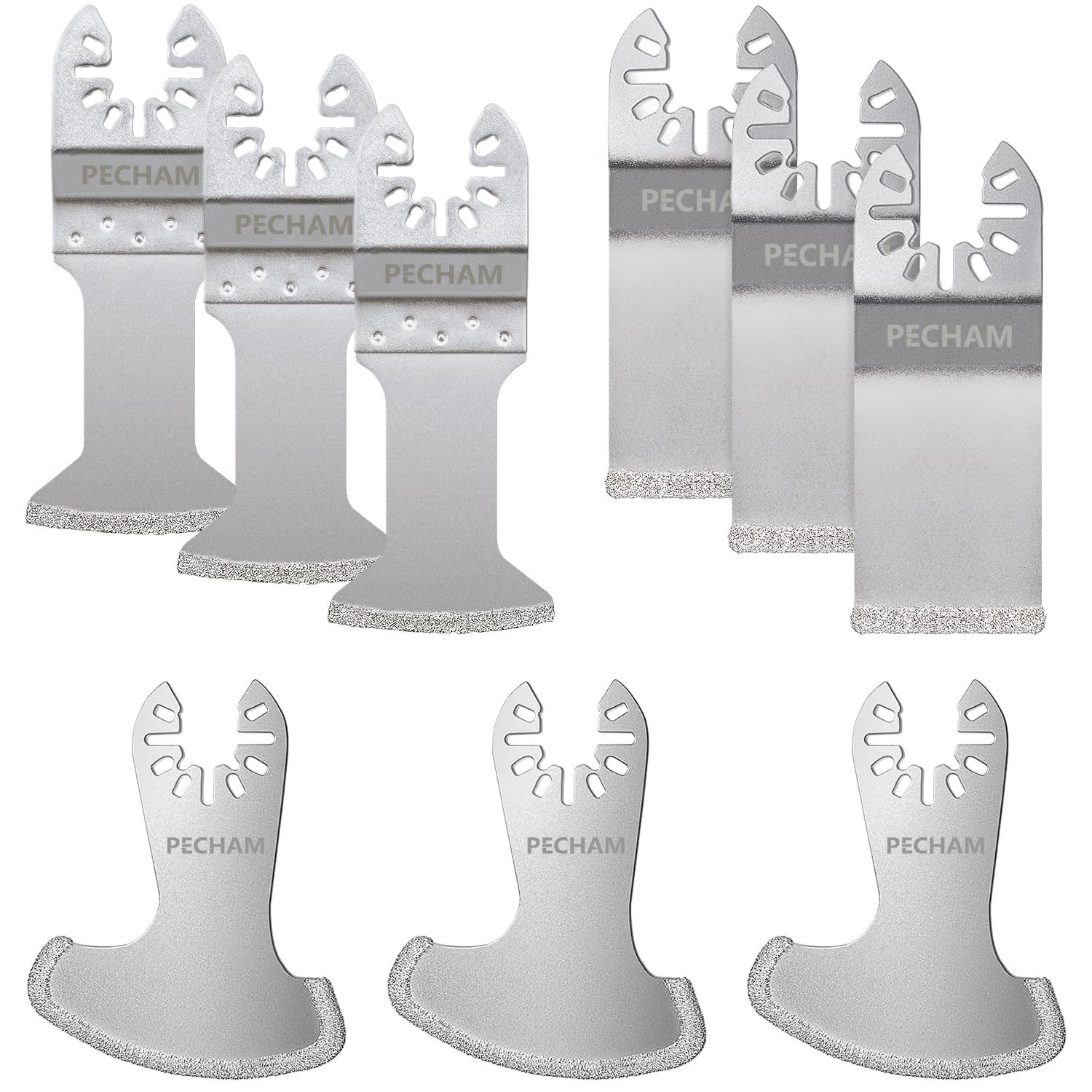 Detalle de PECHAM Tools-001 9-Piece Diamond Oscillating Blade Set for Grout and Soft Tile