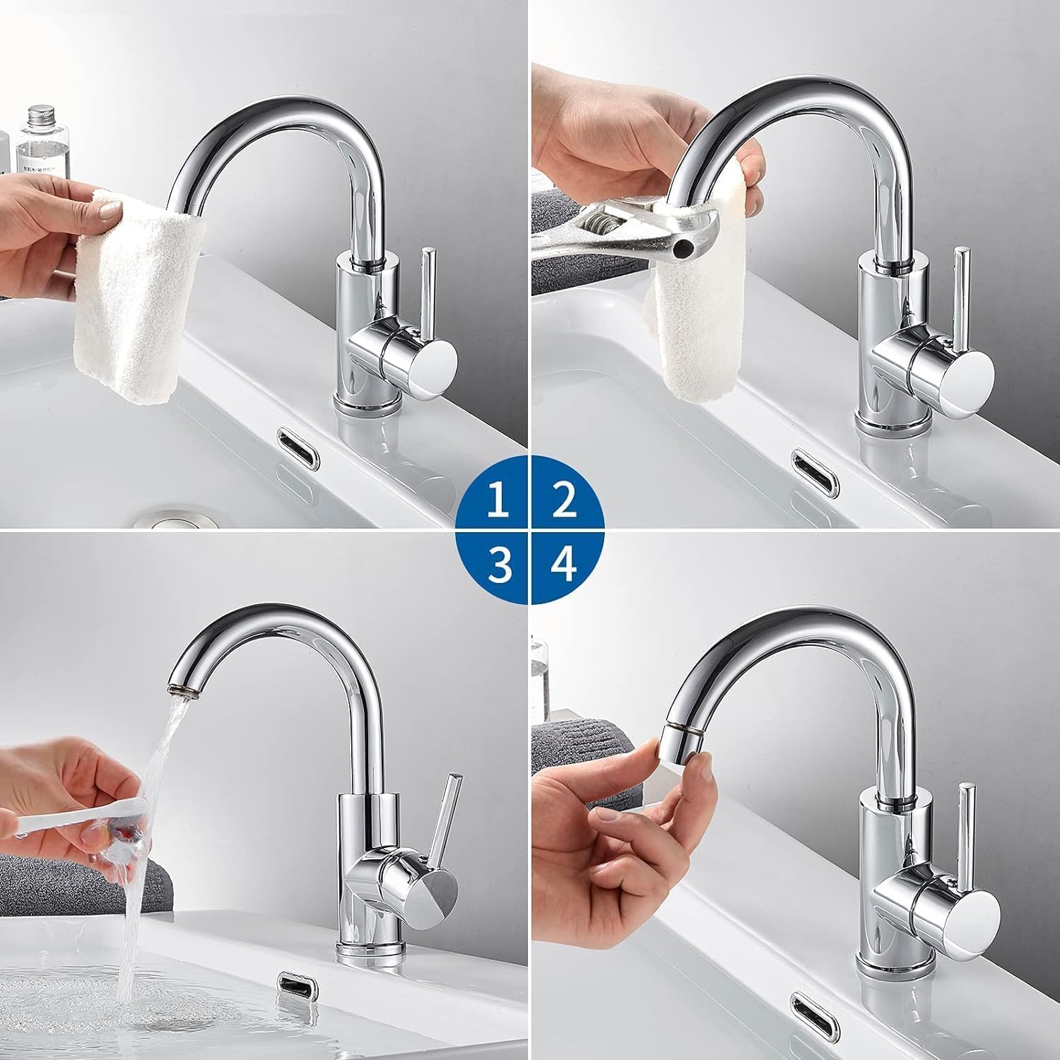 Thumbnail 3 de Auralum Rubinetto lavabo monocomando girevole 360° 60 cm 🚰