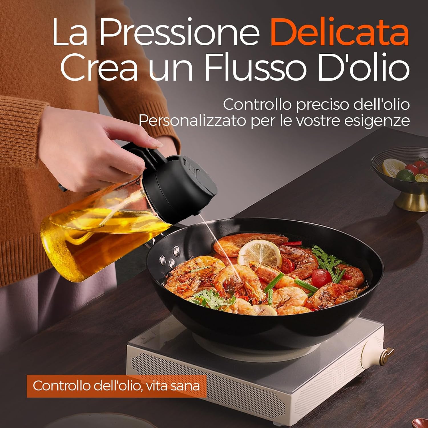Thumbnail 2 de YARRAMATE Spruzzatore di Olio da Cucina 2 in 1, Bottiglia in Vetro 470 ml – Nero Ossidiana