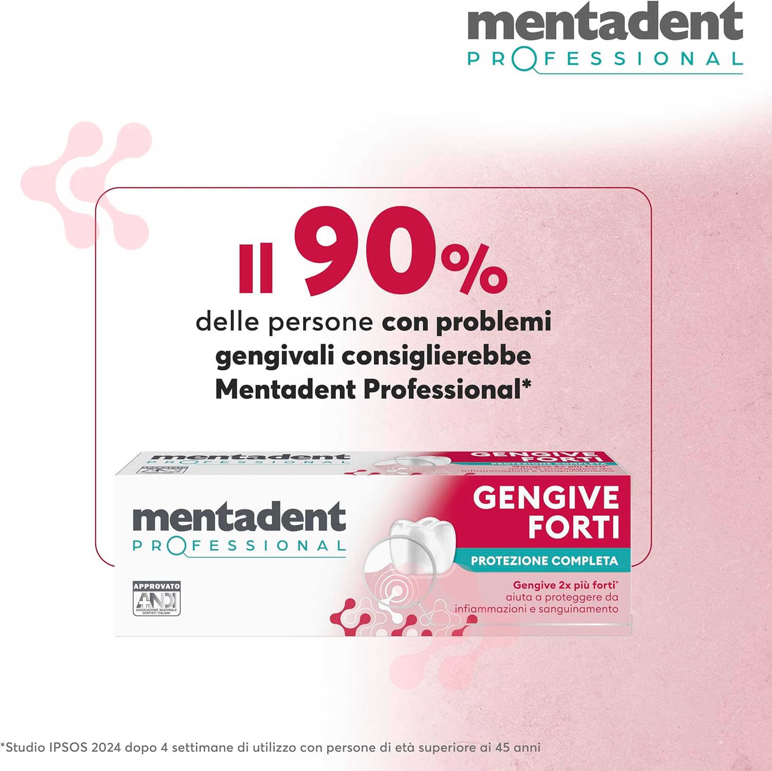 Detalle de Mentadent Dentifricio Gengive Forti Protezione Completa – 3x75 ml con Pochette Omaggio